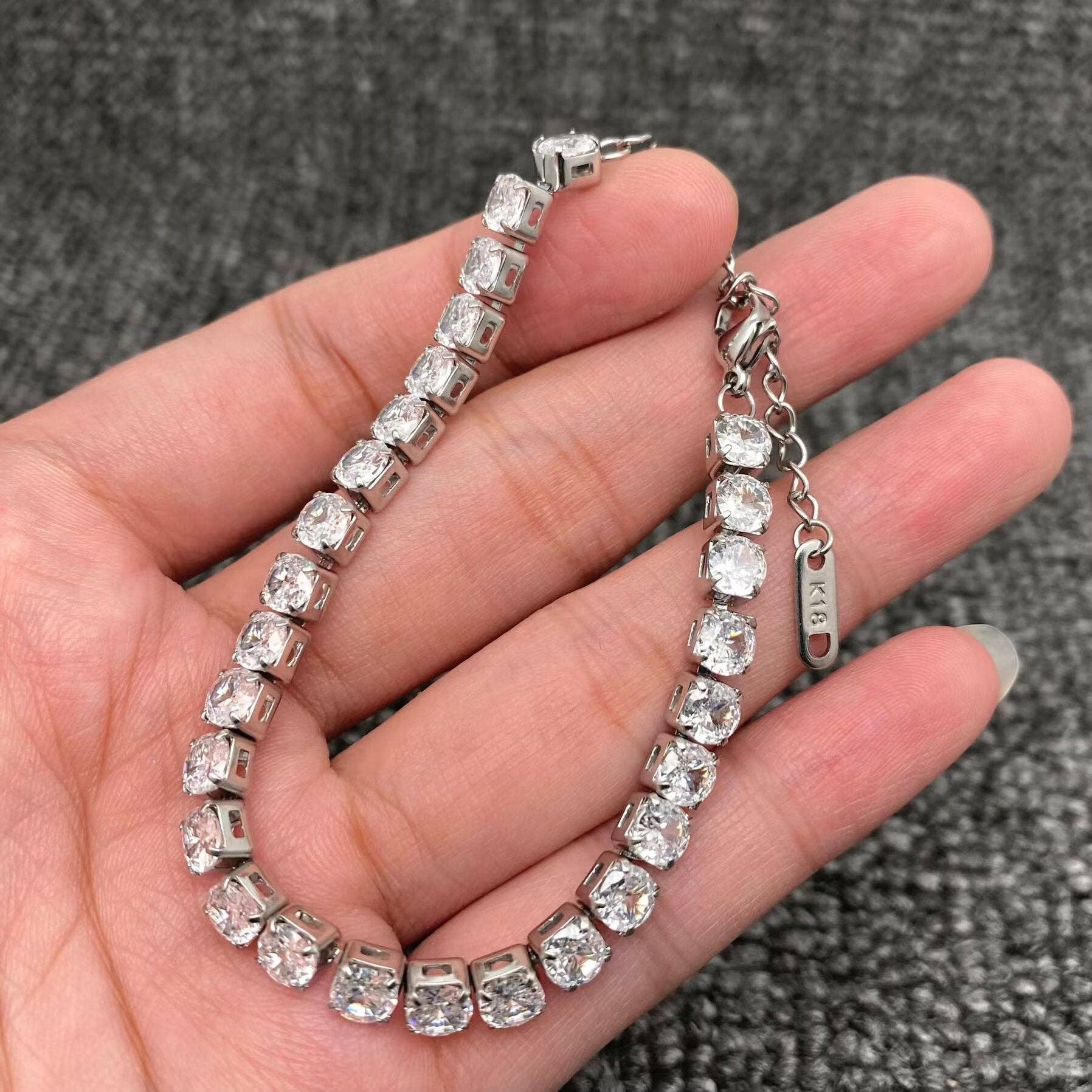 Sparkling Inlay CZ 18K Golden S.Steel Chain Bracelet - FGS: Golden-3mm