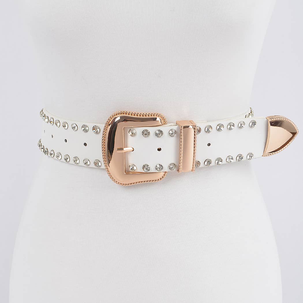 Rhinestone Trimmed Multi Metal Plus Size Belt: Black Silver