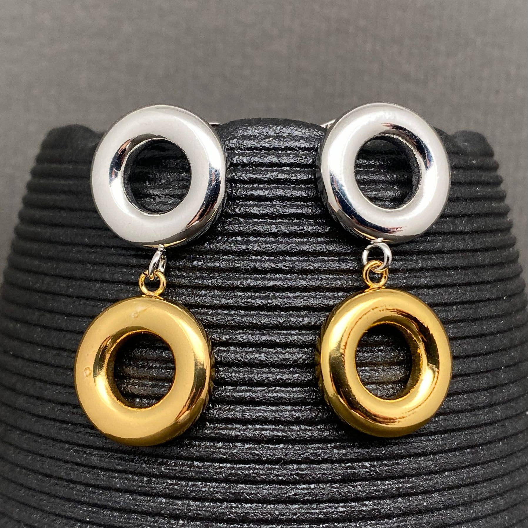 Two Tone Donuts 18K Gold Plated S.Steel Earrings - FGS