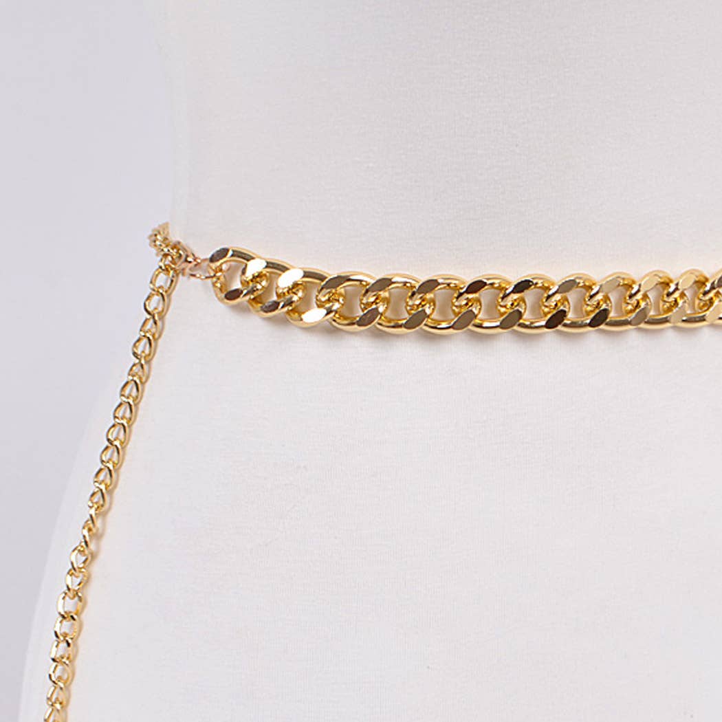 Plus Size Layered Chain Belt: Gold 37-56 waist