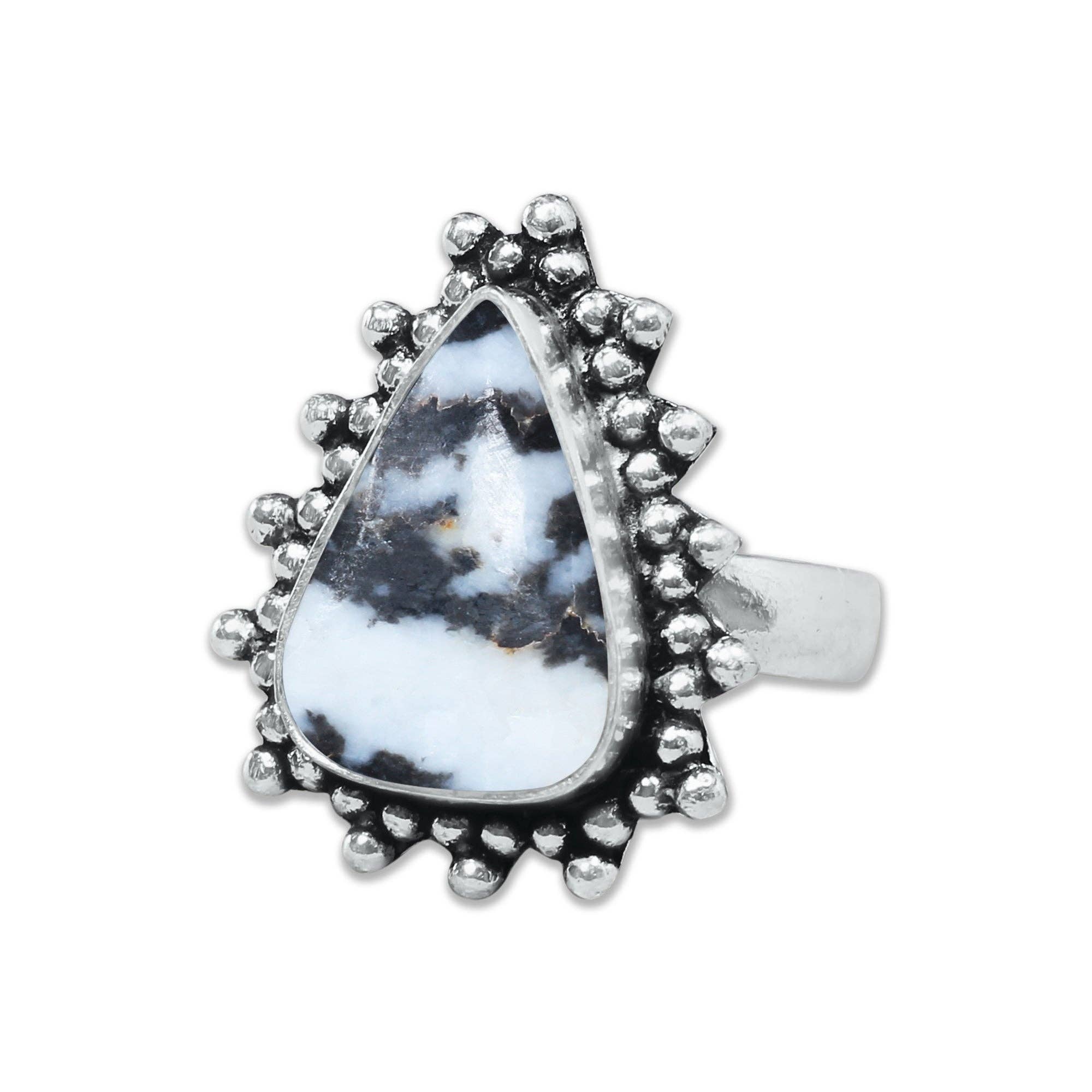 Buffalo Turquoise Rings – Handmade, Silver-Plated, Boho Style: 10 Rings
