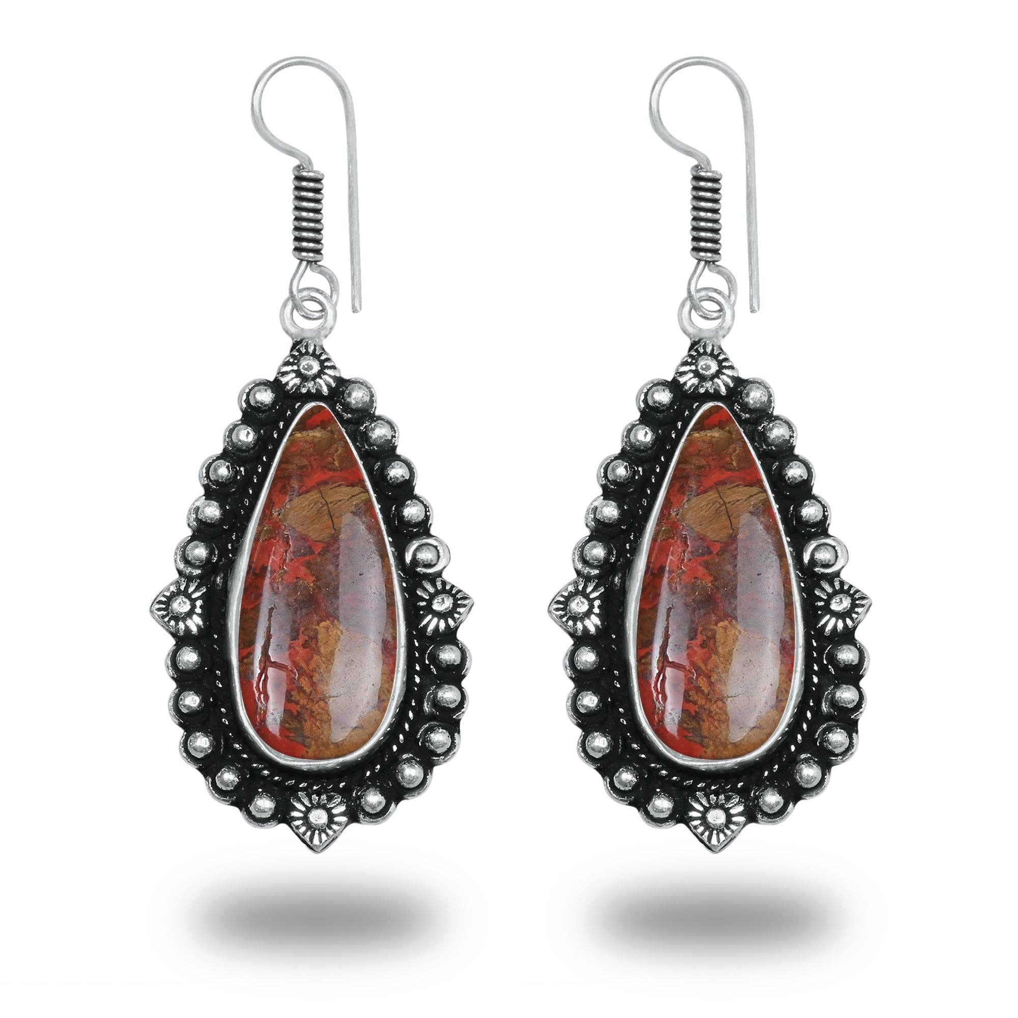 Boho Designer Earrings – Silver-Plated, Handmade, Assorted Gemstones | Wholesale: Pack of 20