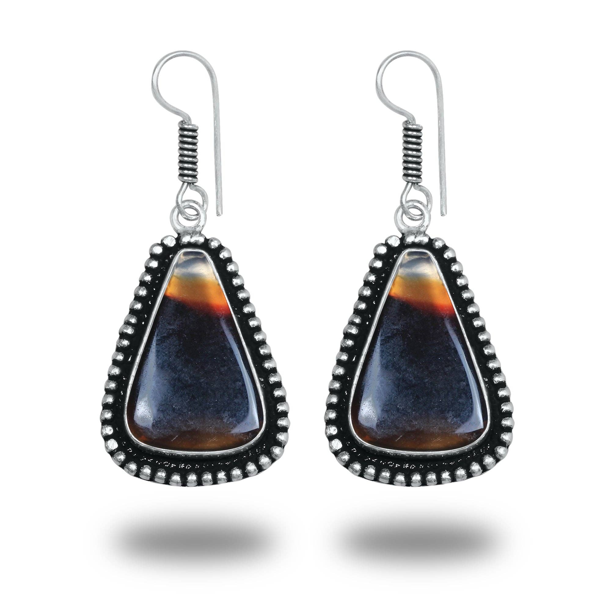 Boho Designer Earrings – Silver-Plated, Handmade, Assorted Gemstones | Wholesale: Pack of 20