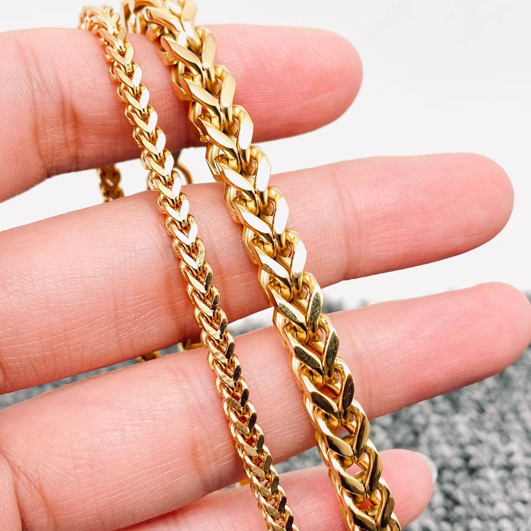 Man Stainless Steel Double Layer Cuban Chain Bracelet -MJ/BC: Golden / 3mm * 20mm