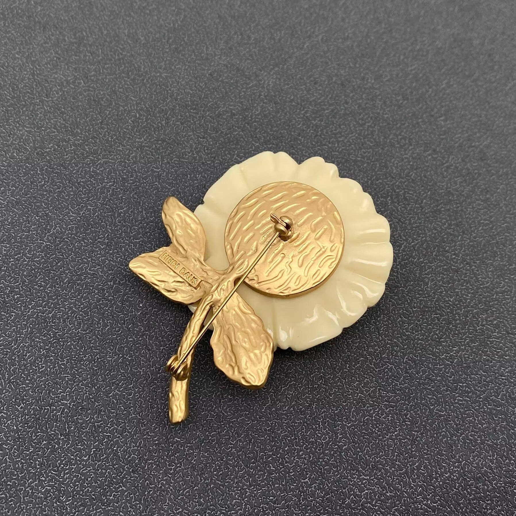 Cream Color Rose Matte Gold Plated Brooch