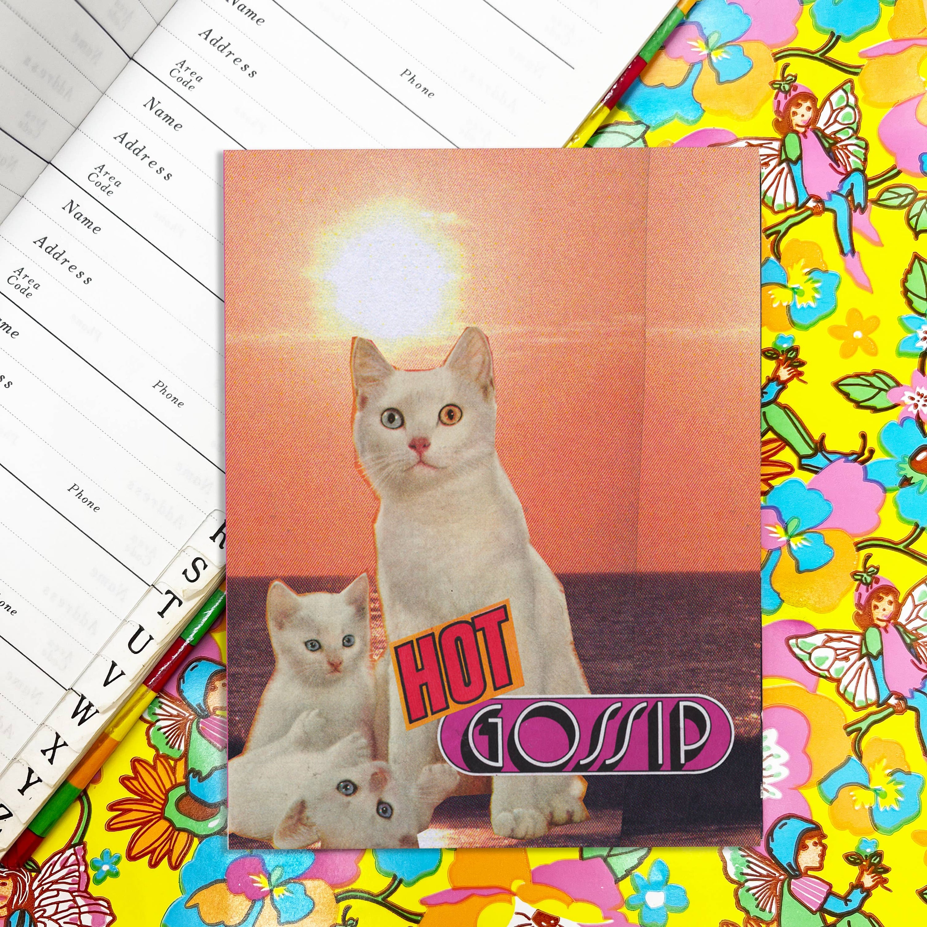 Hot Gossip – Cat Collage Greeting Card