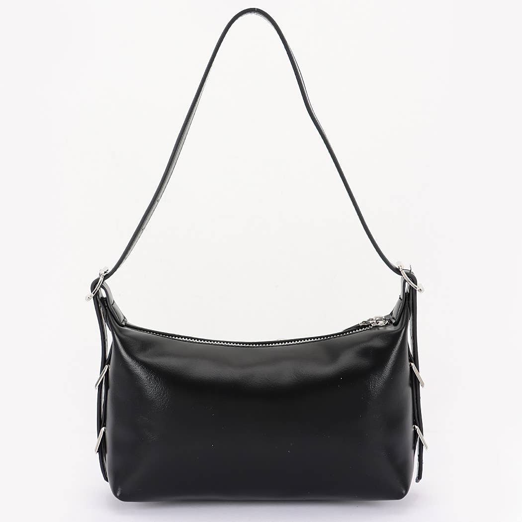 Vegan Leather Metal Studded Shoulder Bag: CM