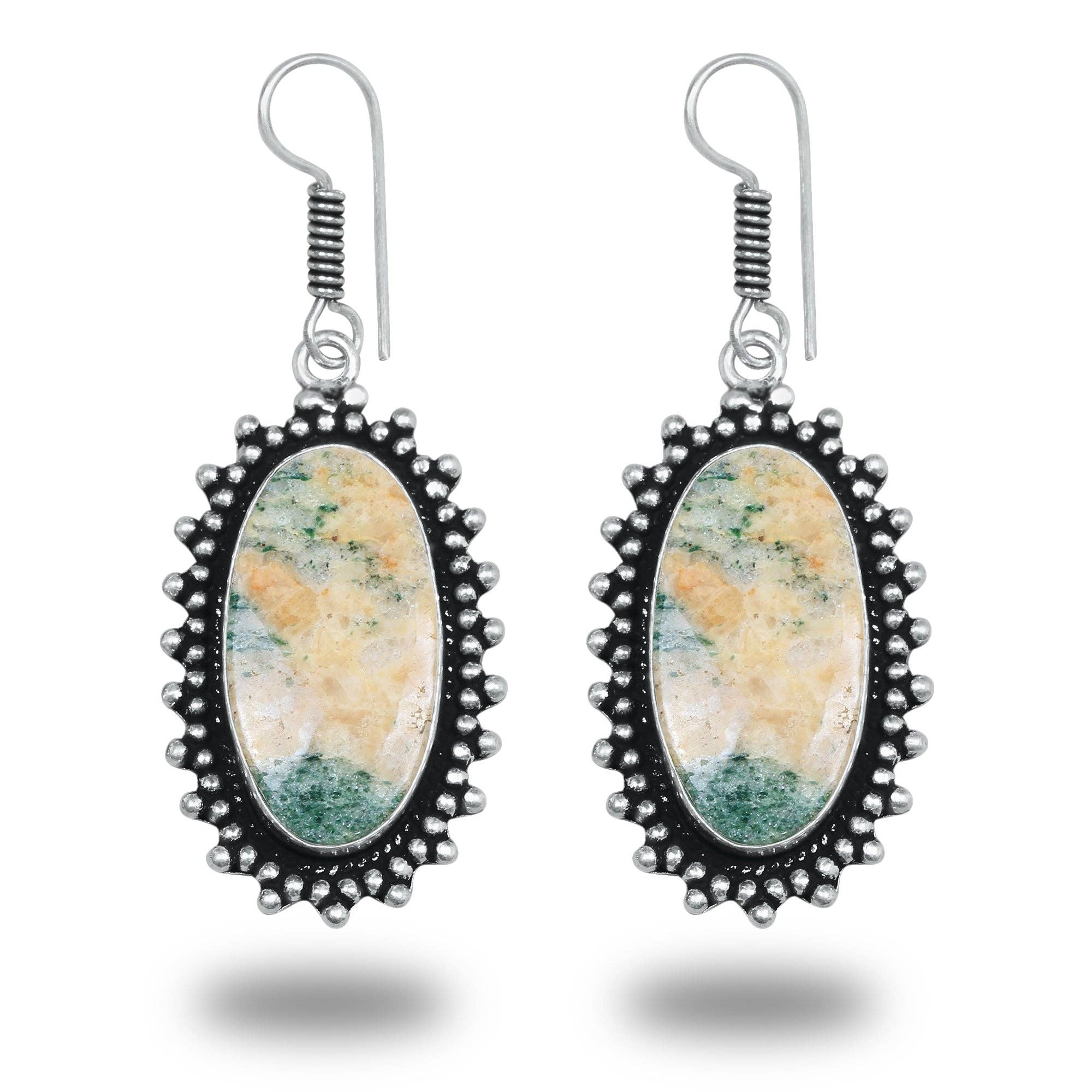 Boho Designer Earrings – Silver-Plated, Handmade, Assorted Gemstones | Wholesale: Pack of 20