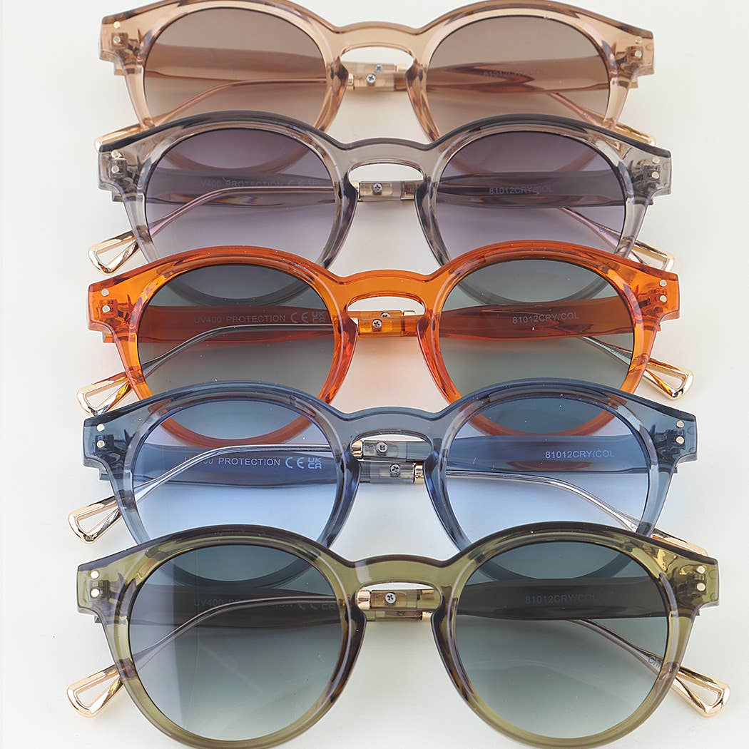 Double Bolted Pillar Round Sunglasses: MIX