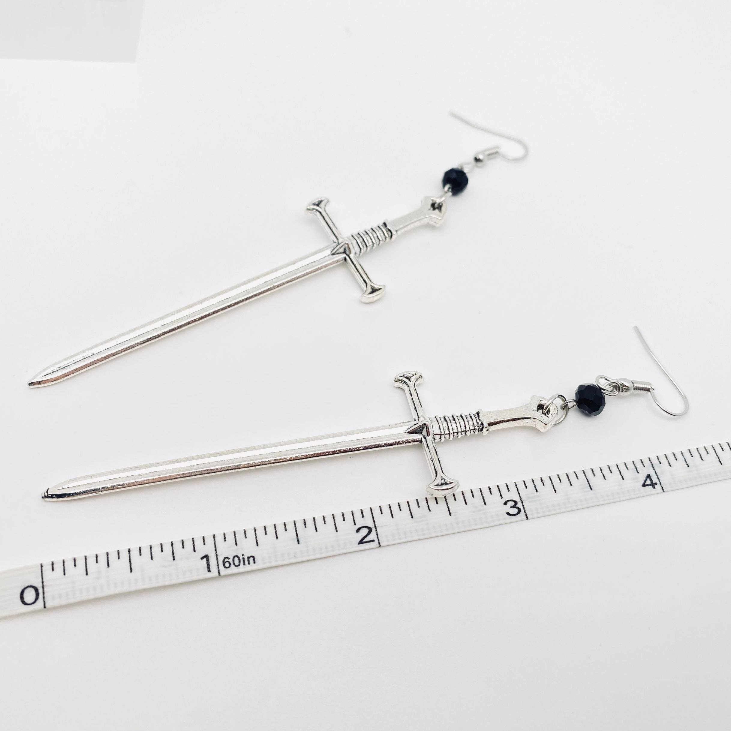 Creative Silver Sword Pendant Earrings - GT: CH1424