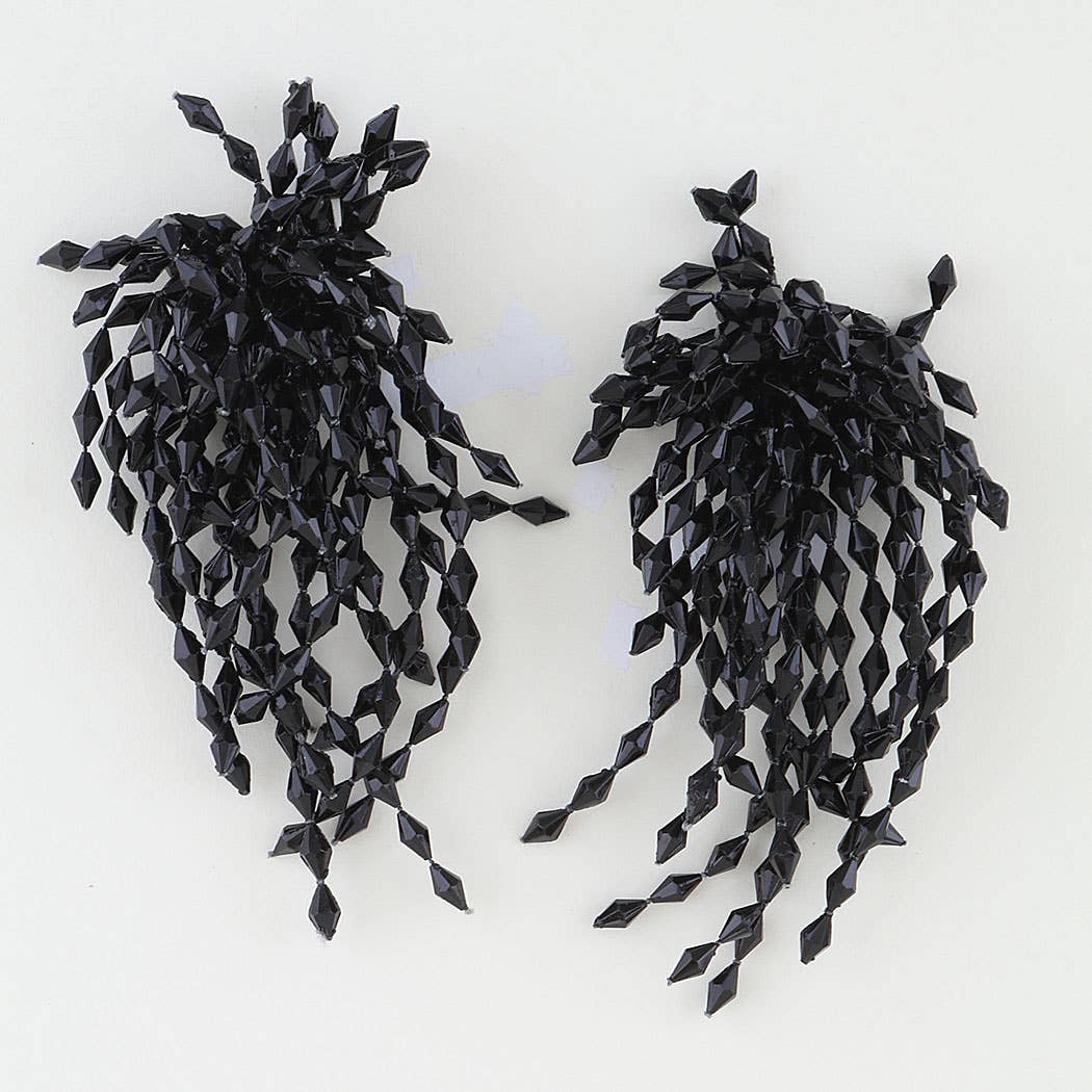 Polished Diamond Crystal Beaded Earrings: RD