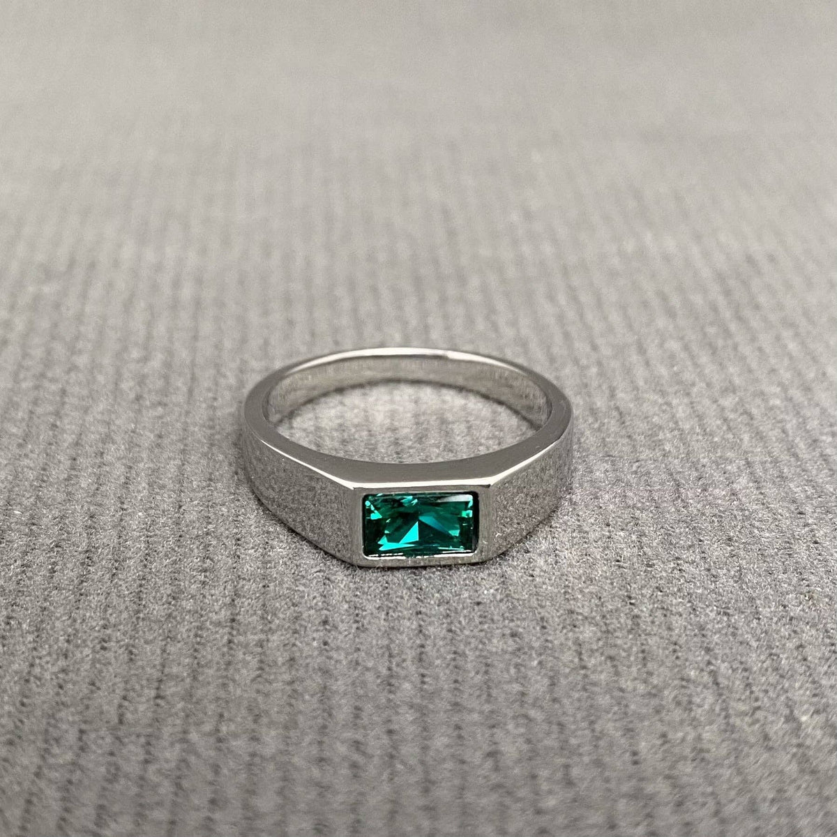 Square Zircon Inlaid 18K Gold Plated Stainless Steel Ring - FGS: Steel Color+Black / 10