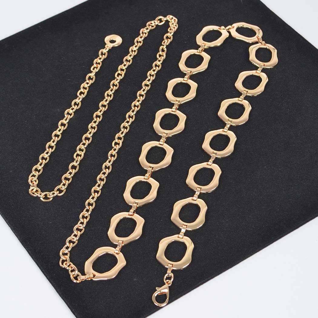 Hammered Plus Size Chain Belt Gold