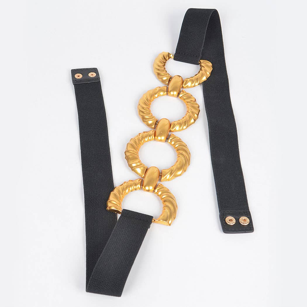 Multi Metal Buckle Elastic Plus Size Belt: BKGD