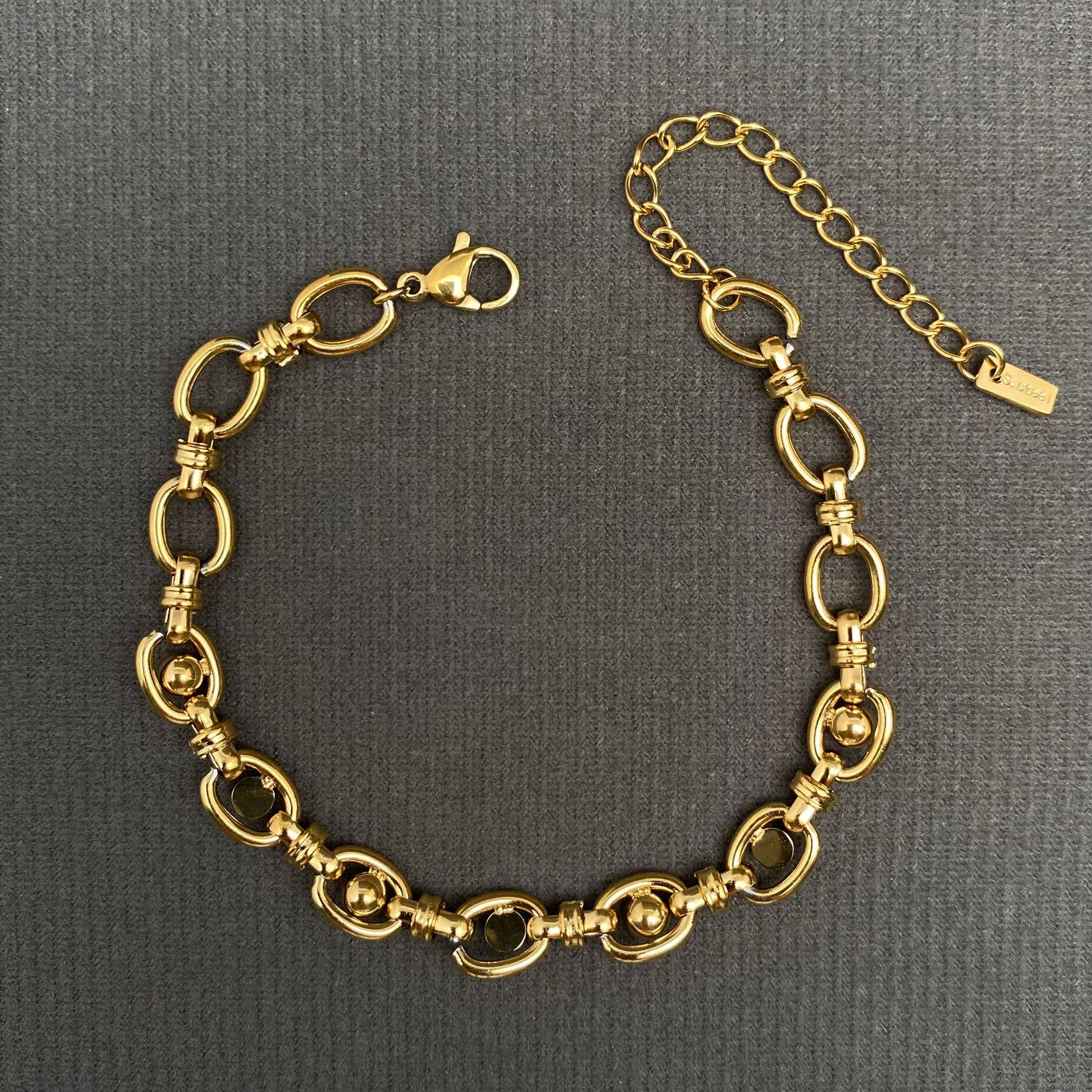 Zircon Inlaid 18K Gold Plated S.Steel Chain Bracelet - FGS