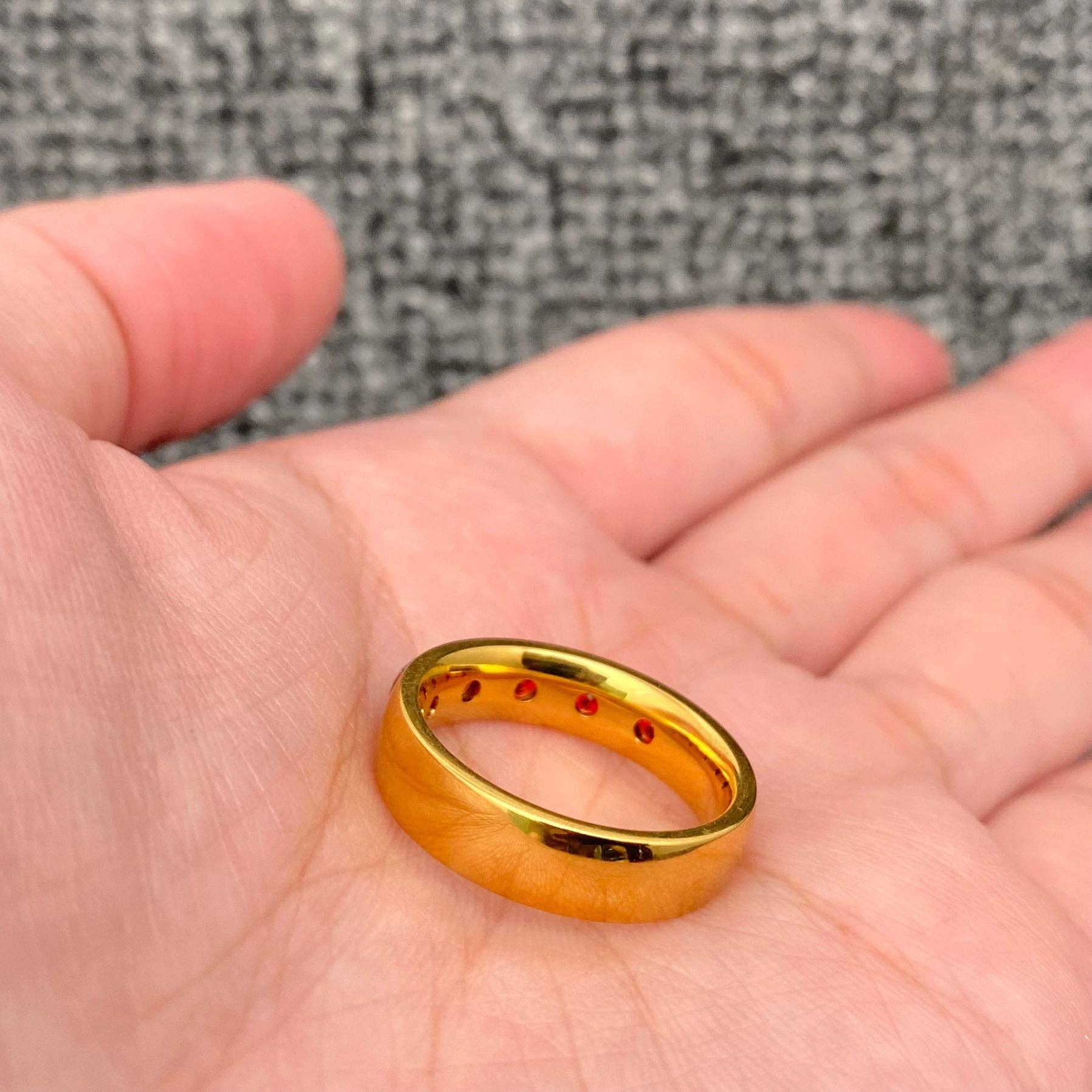 5 Heart Zircon Side by Side 18K Gold Plated SS Ring - FGS: 8