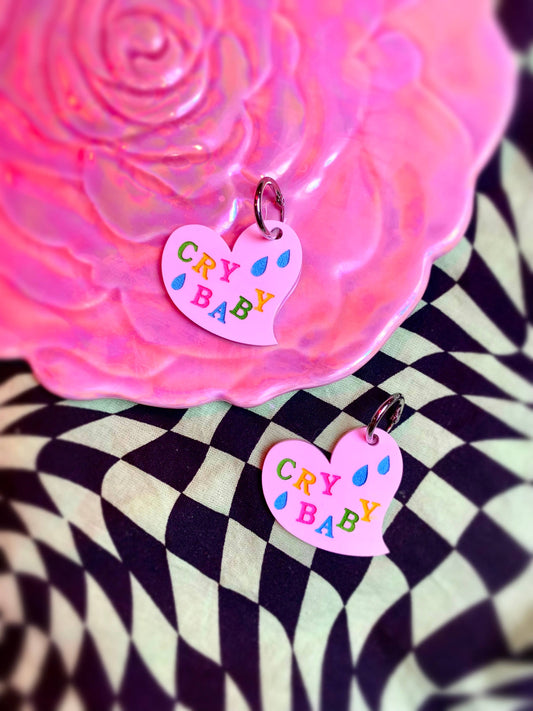 Peach Beast - Cry Baby Acrylic Handmade Earrings