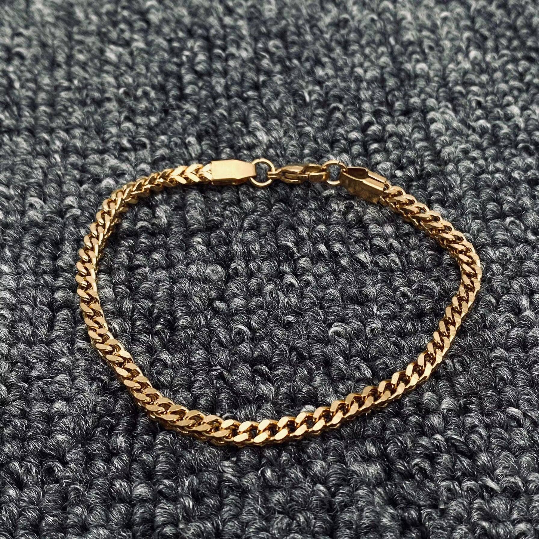 Man Stainless Steel Double Layer Cuban Chain Bracelet -MJ/BC: Golden / 3mm * 20mm