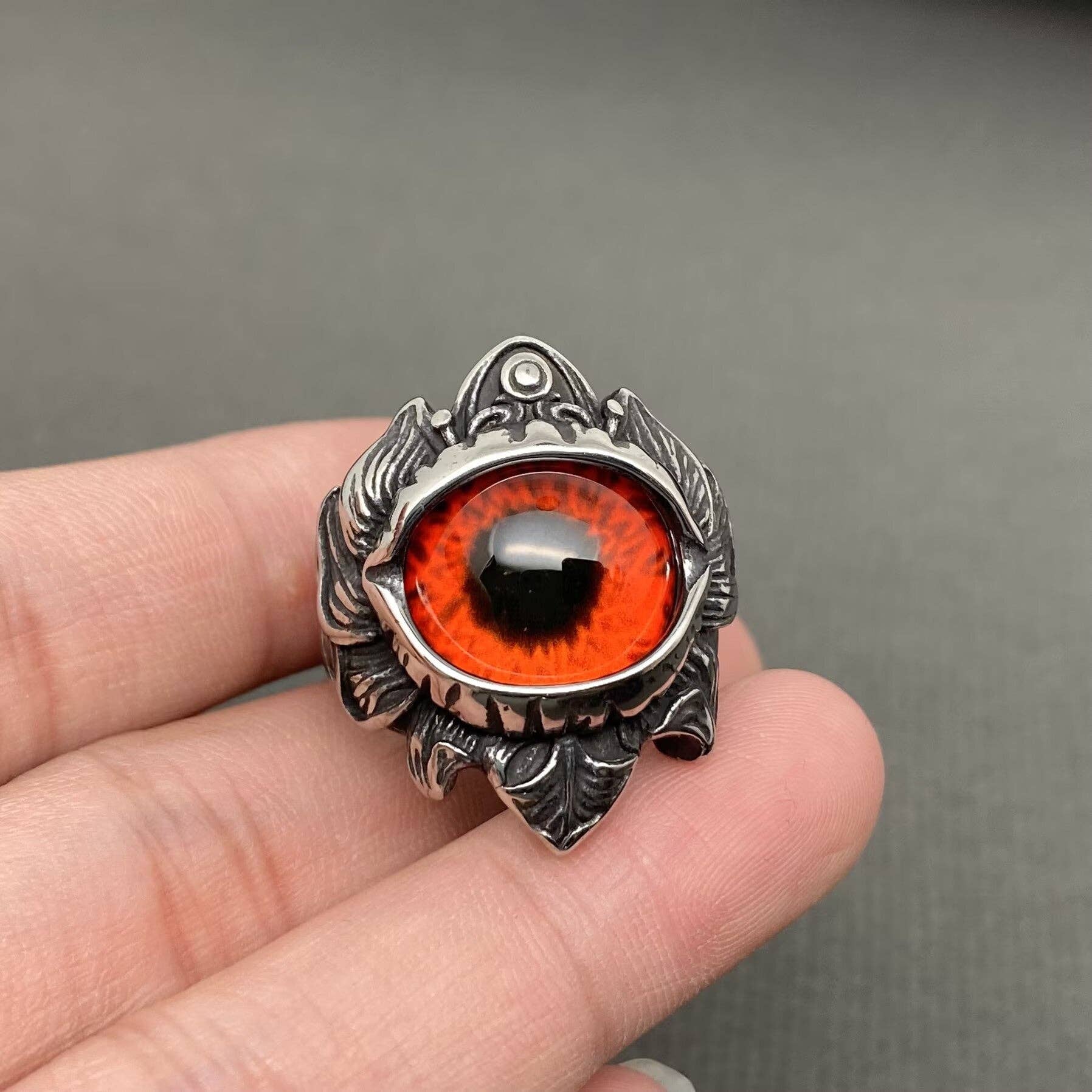Multicolor Devil Eye Men's Stainless Steel Ring - MJ/MR: Blue / 11