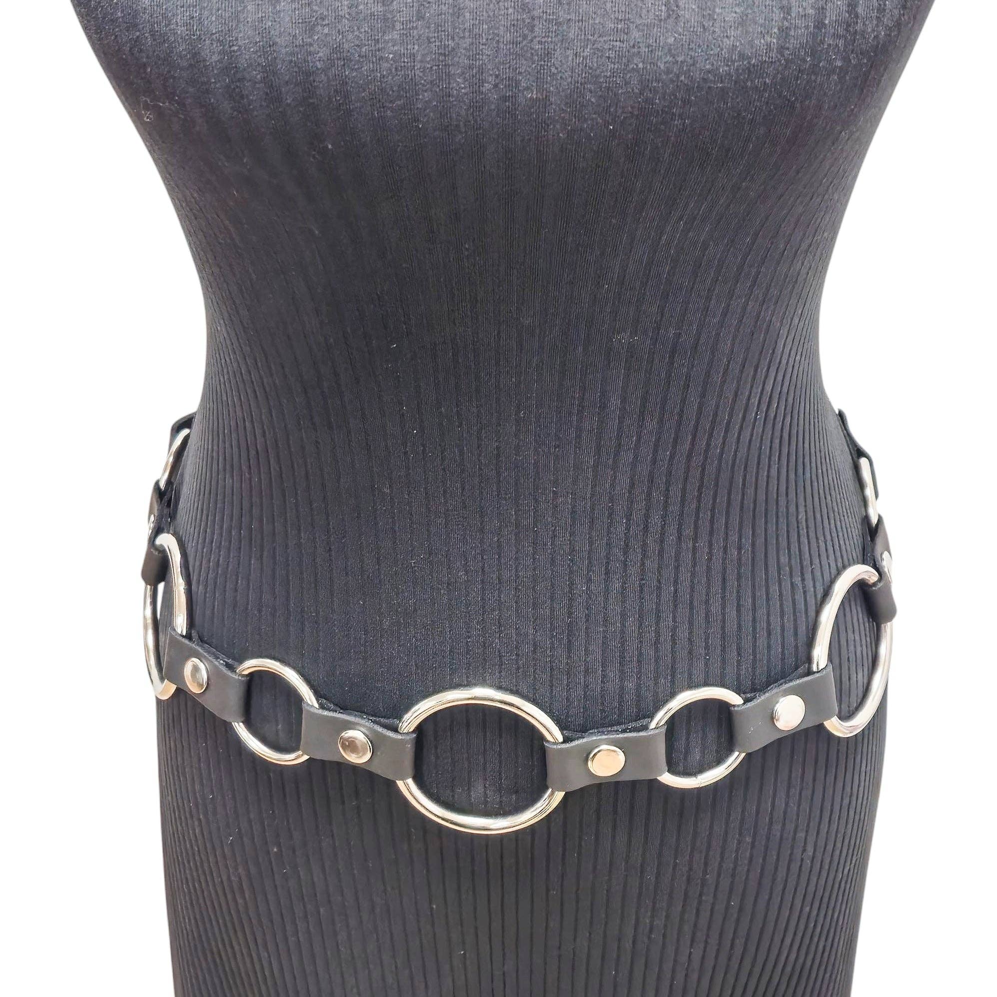 Genuine Leather Silver Ring Belt 42.5-47 Waist