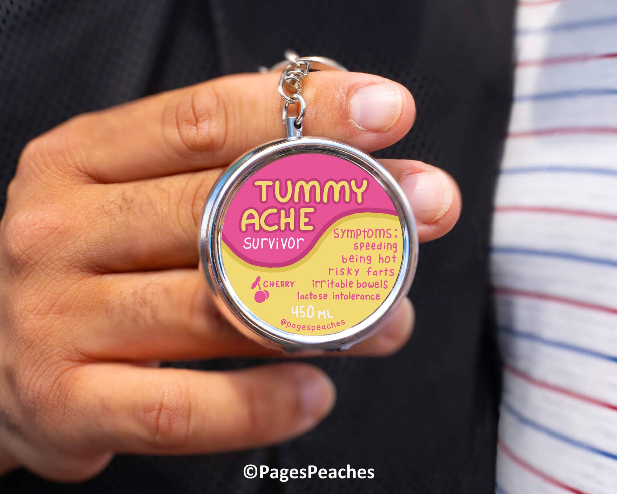 Tummy Ache Pill Case Keychain Travel Medication Organizer