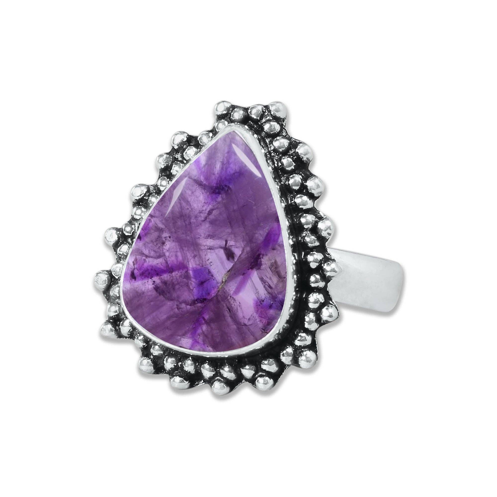 Star Amethyst Rings for Women – Silver-Plated, Handmade, Deep Purple (US Sizes 6–10, Non-Adjustable): 10 Rings