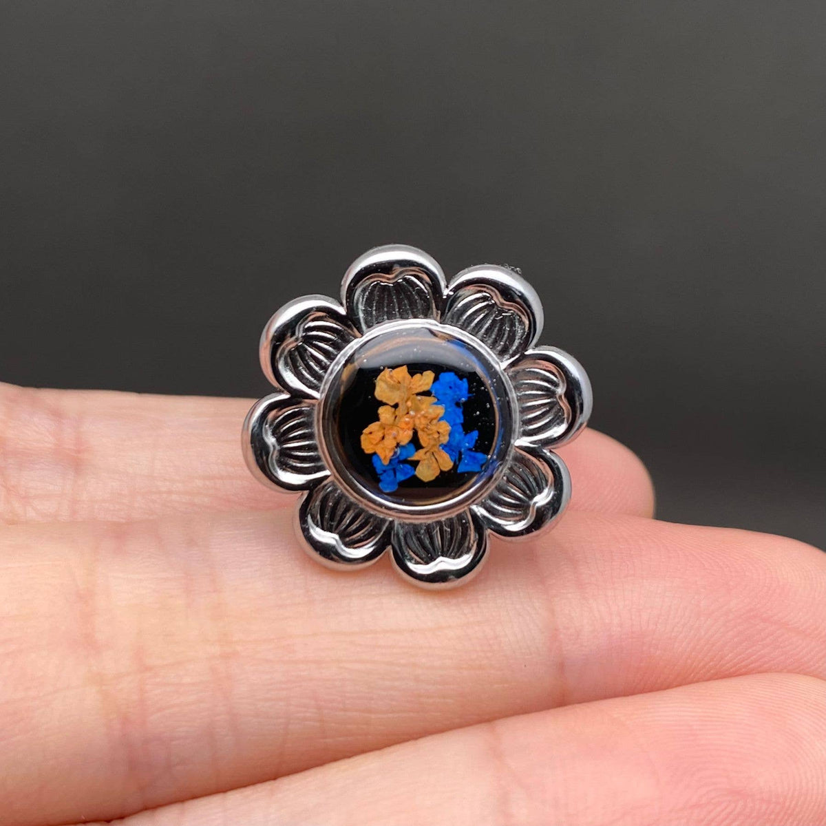 Dried Flowers Geometric 18K Gold Plated S.teel Ring - PDF: Style E