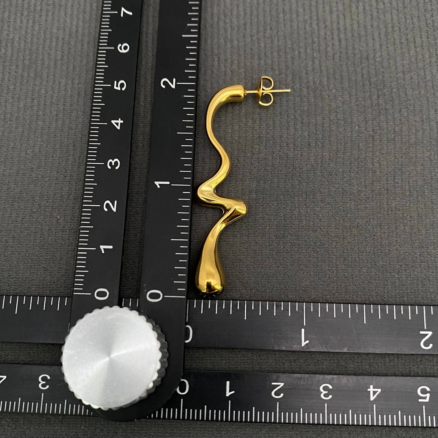 Irregular Droplet 18K Gold-plated S.Steel Post Earrings -FGS