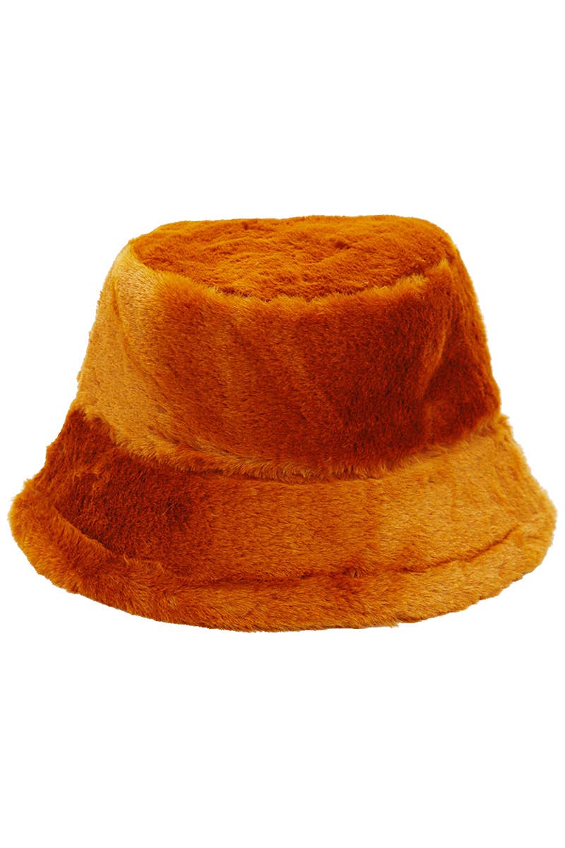 Cap Zone - Oversized Fluffy Faux Fur Bucket Hat