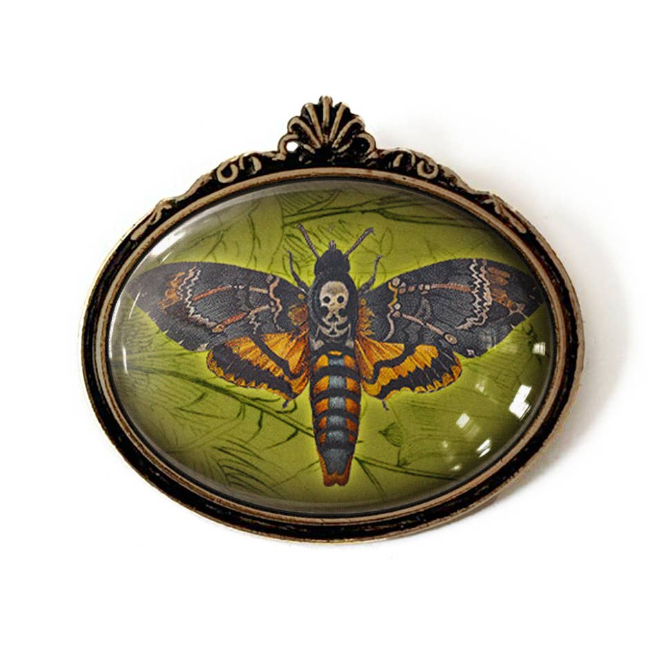 Deathshead Hawkmoth Brooch Vintage Art Gothic Moth: Antiqued Silver