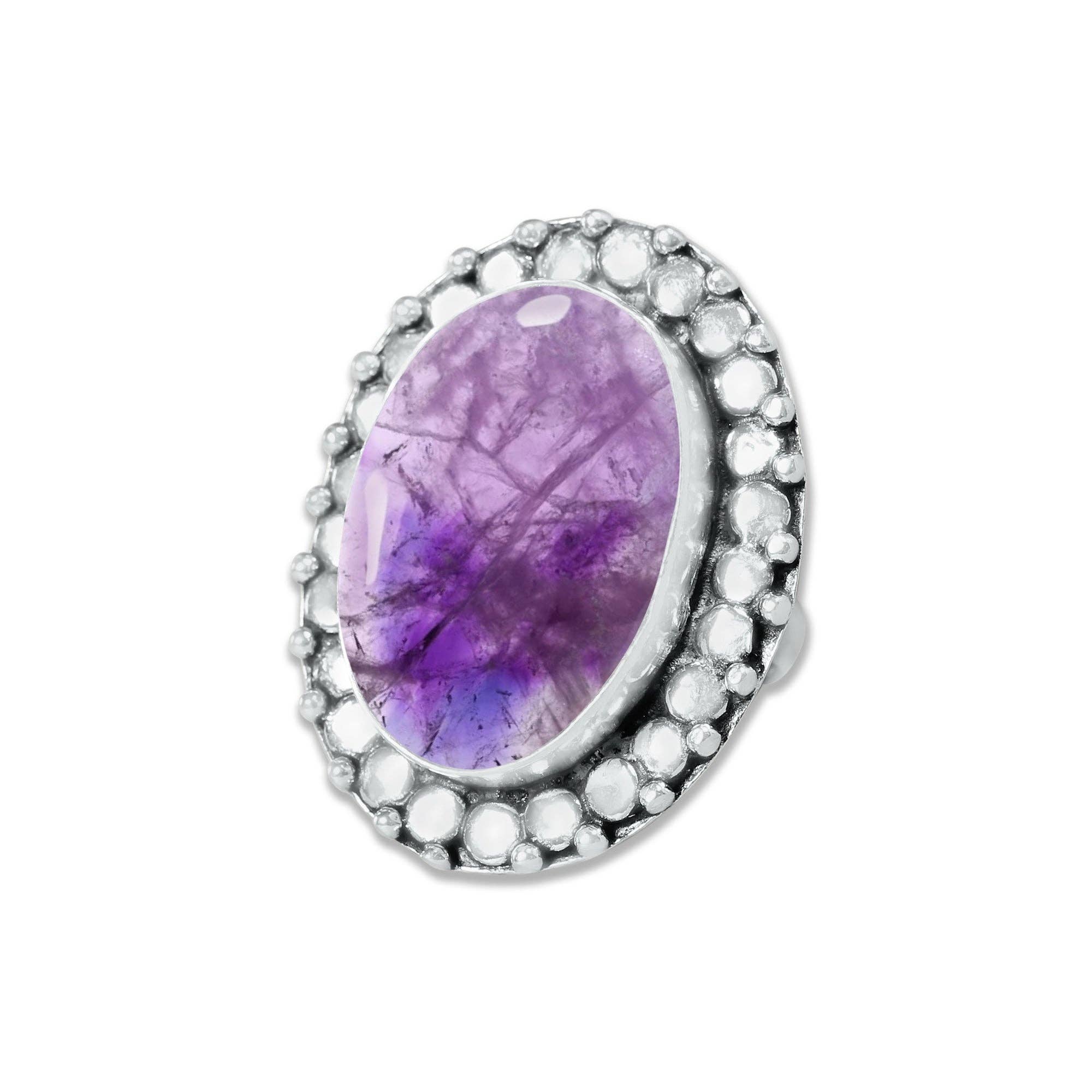Star Amethyst Rings for Women – Silver-Plated, Handmade, Deep Purple (US Sizes 6–10, Non-Adjustable): 10 Rings