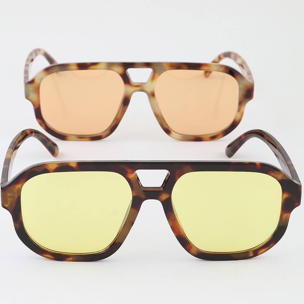 Minimal Straight Aviator Tinted Sunglasses: MIX