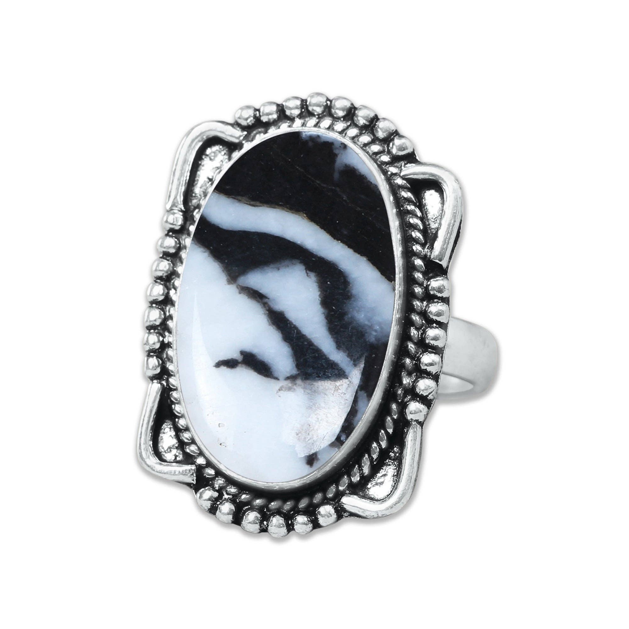 Buffalo Turquoise Rings – Handmade, Silver-Plated, Boho Style: 10 Rings