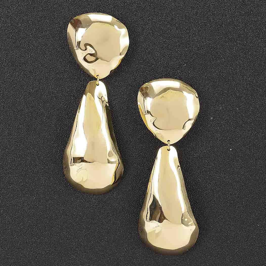 Hammered Double Teardrop Drop Earrings: GD