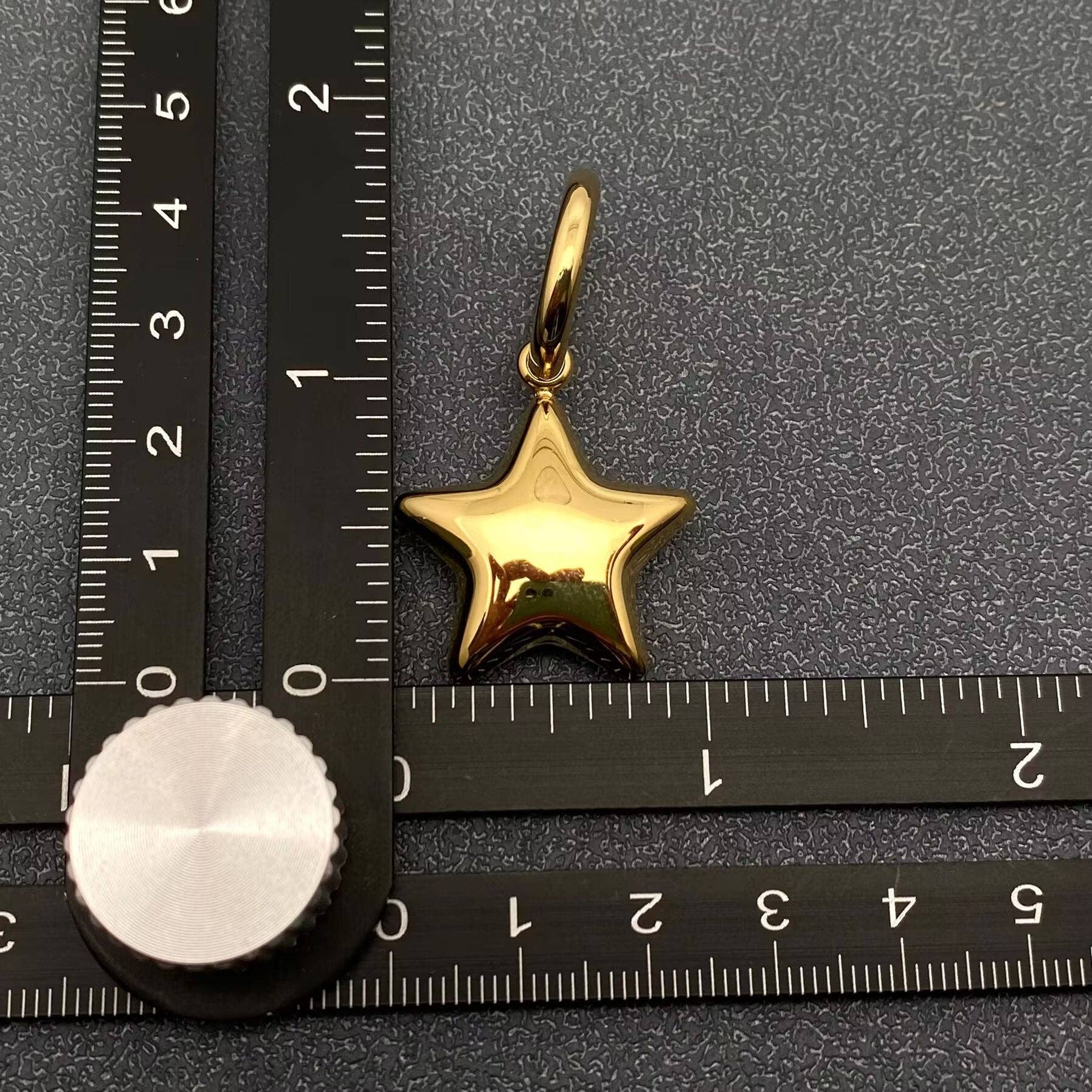 18K Gold Plated SS Glossy Star Charm Huggie Earrings -FGS/MS: Steel color