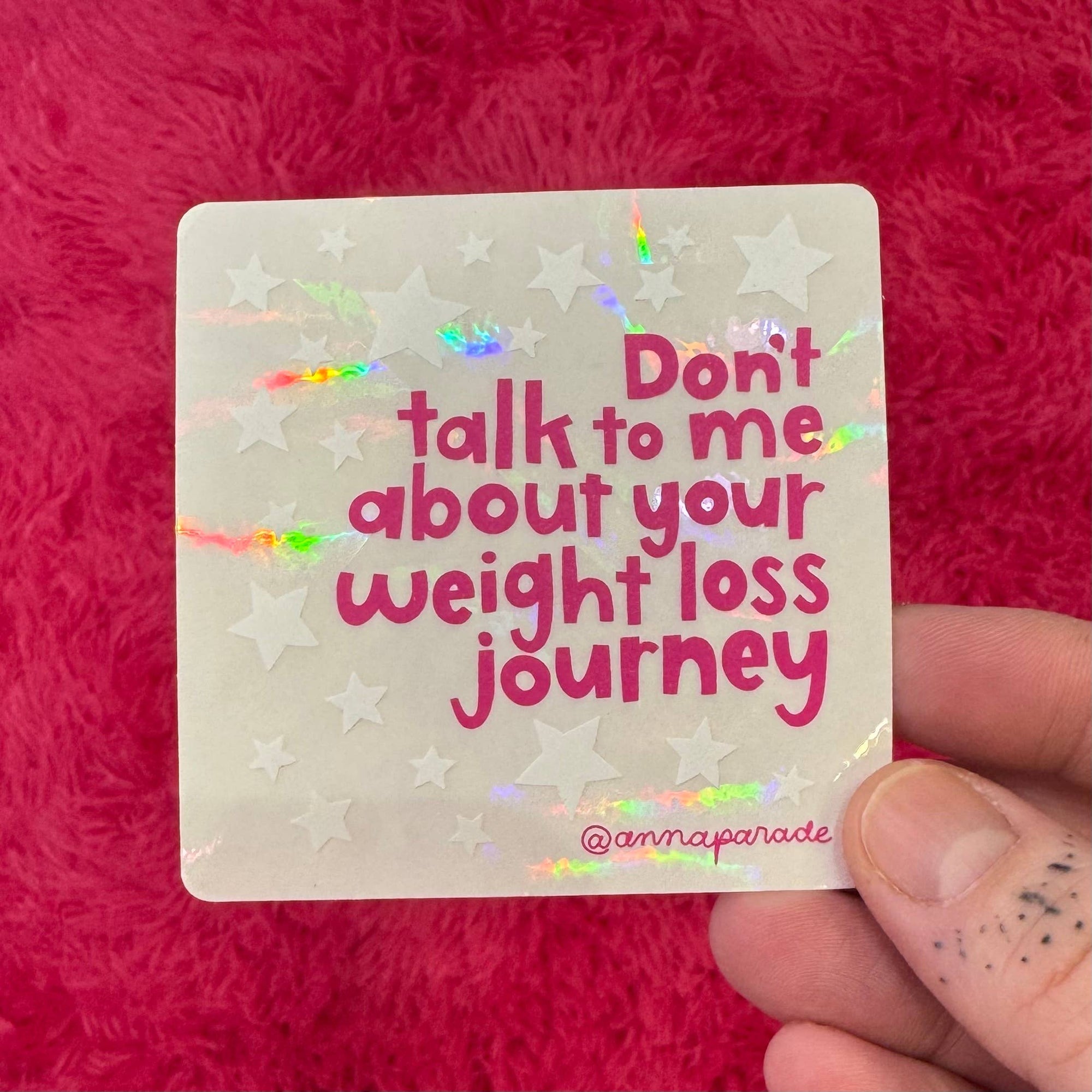 Don't Talk To Me About Your Weight Loss Journey Suncatcher Sticker