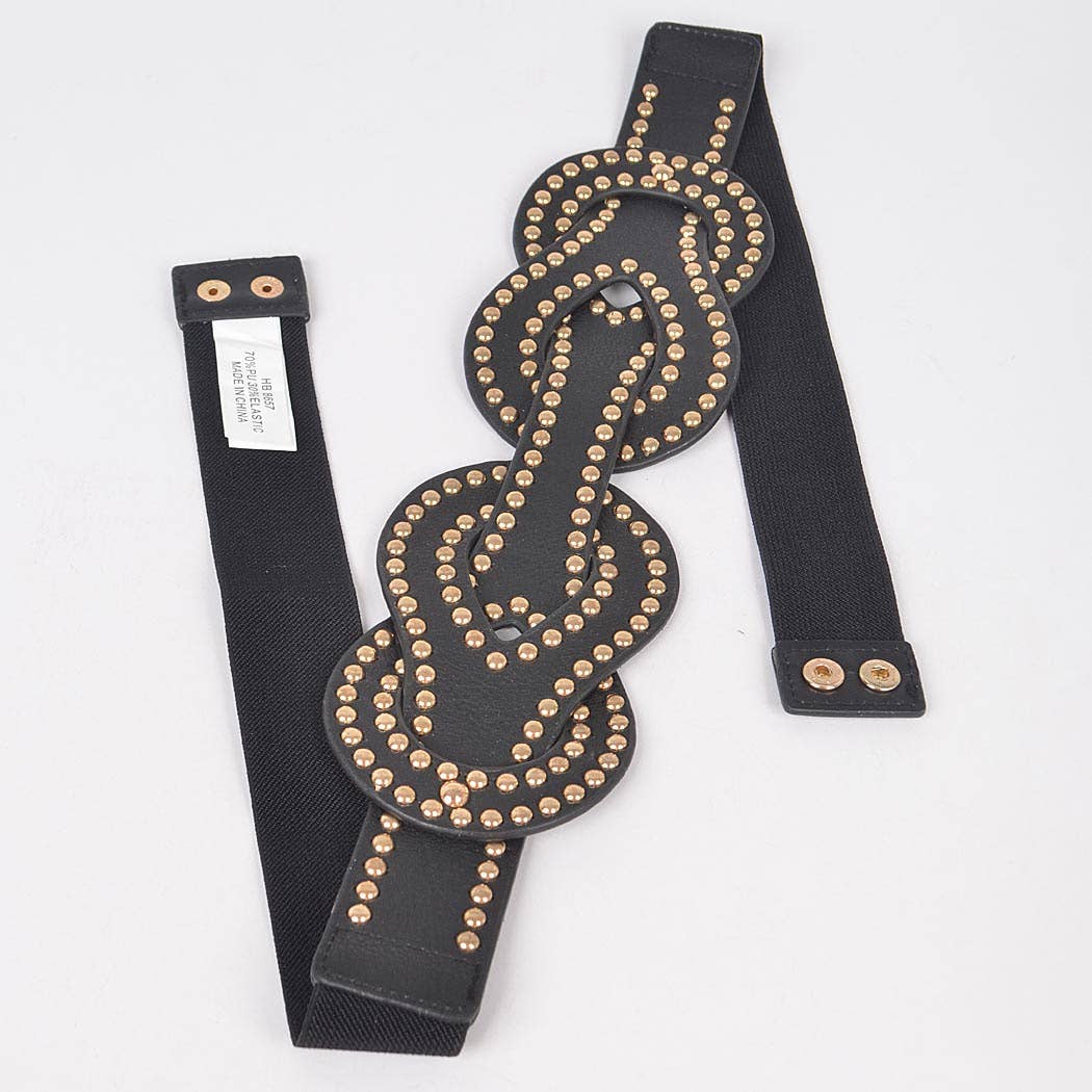 Faux Leather Metal Studded Plus Size Elastic Belt
HB8657: BKSL