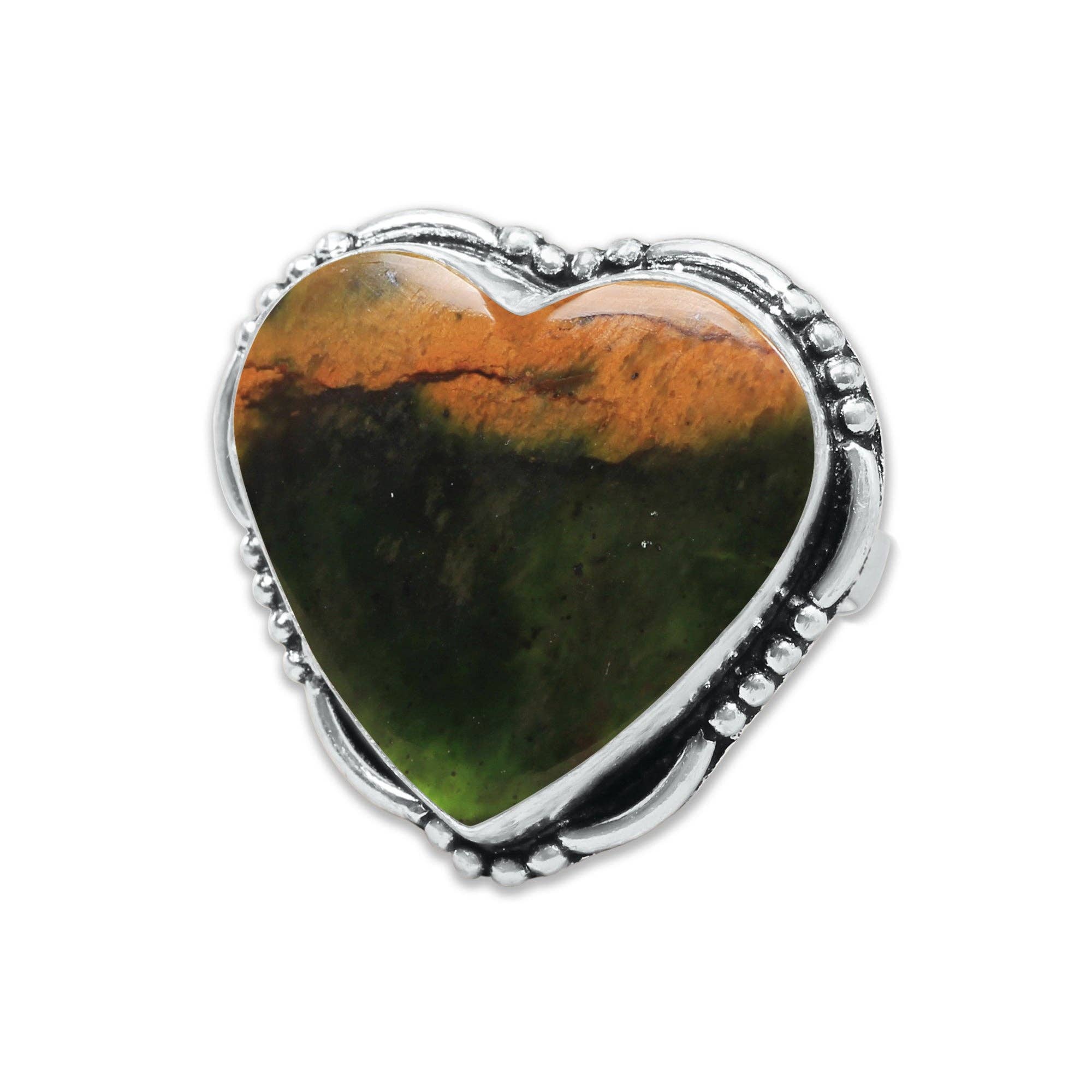 Heart Crystal Rings – Silver-Plated, Handmade, Assorted Natural Stones (US Sizes 6–10, Non-Adjustable) | Wholesale: Silver / 10 Rings