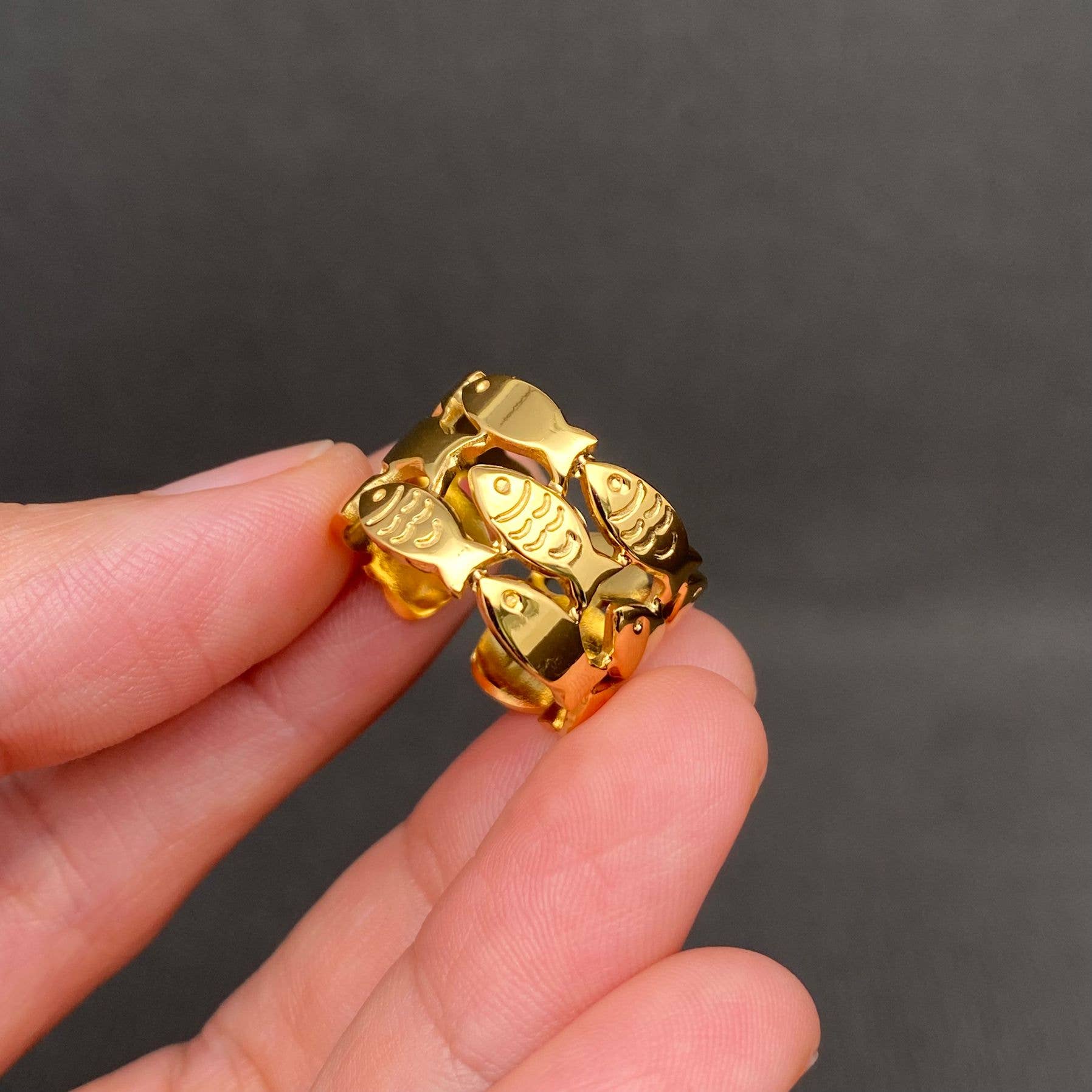 Shoal of Fish 18K Gold Plated Stainless Steel Ring - FGS