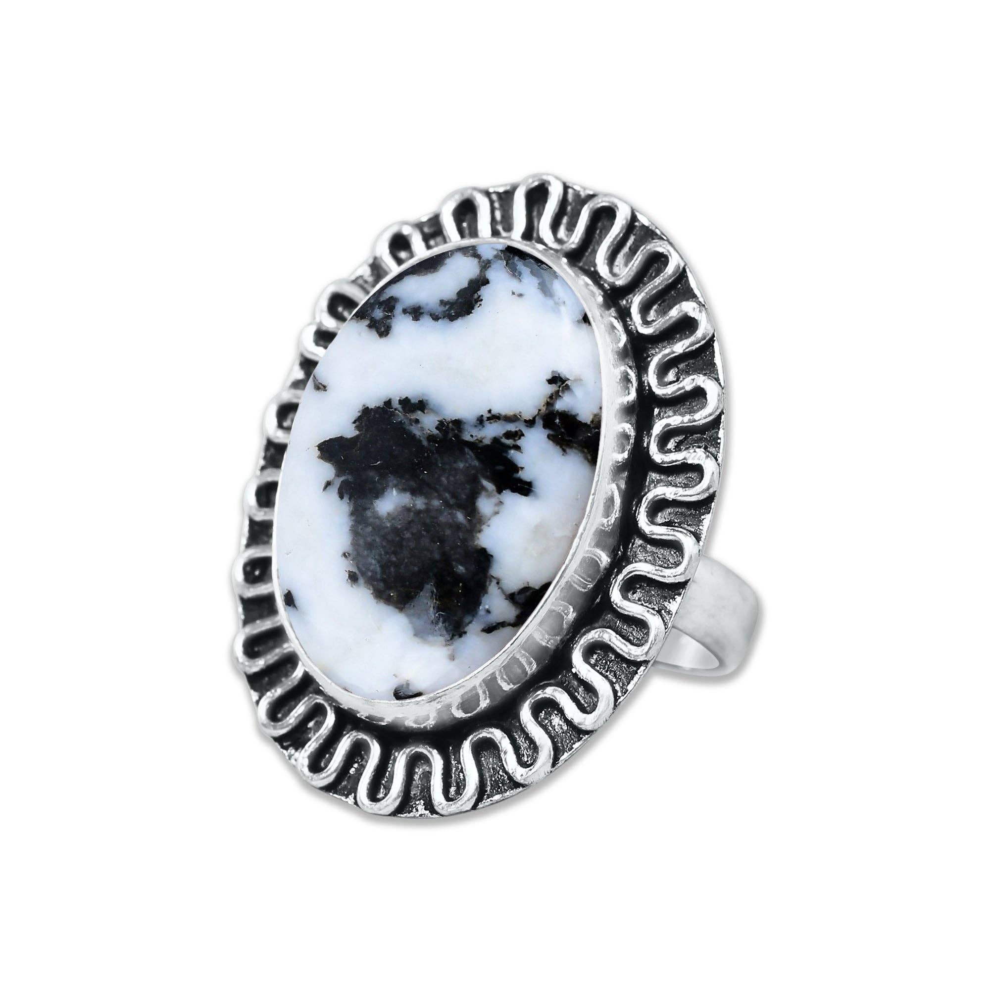 Buffalo Turquoise Rings – Handmade, Silver-Plated, Boho Style: 10 Rings