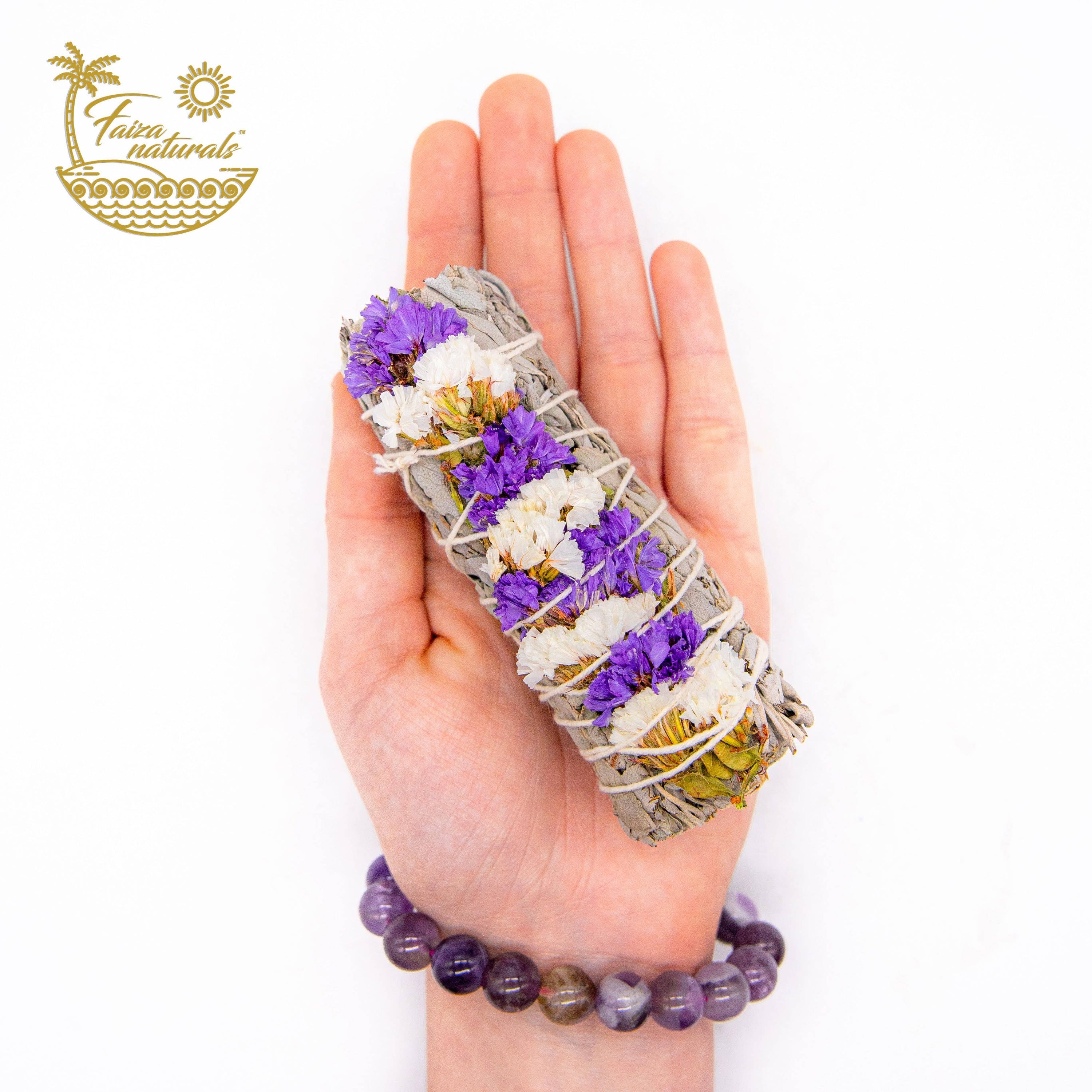 Purple Sinuata Flower with White Sage Bundles