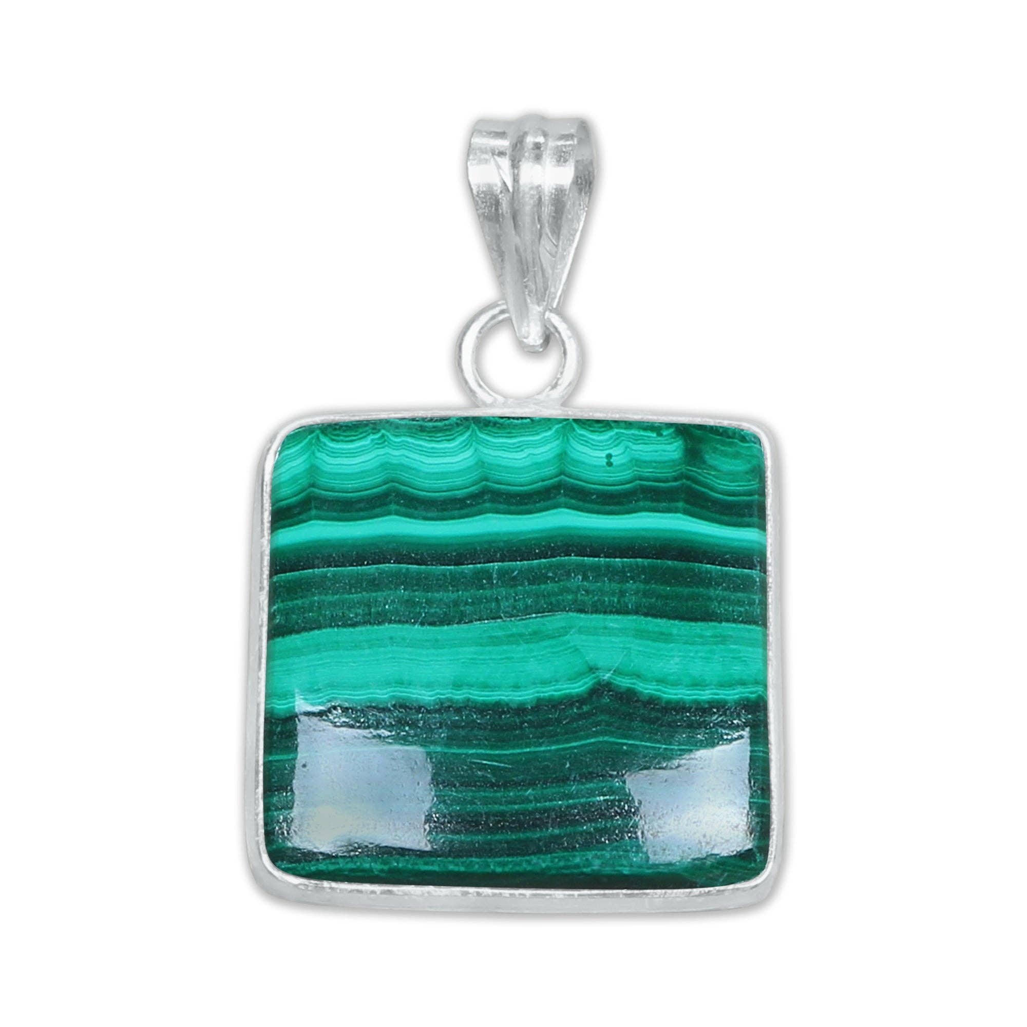 Malachite Minimalist Pendants – Silver-Plated, Handmade, Rich Green | Wholesale: 5 Pendants