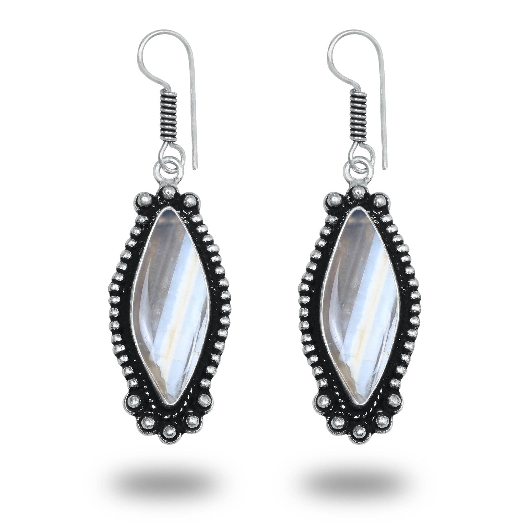 Boho Designer Earrings – Silver-Plated, Handmade, Assorted Gemstones | Wholesale: Pack of 20