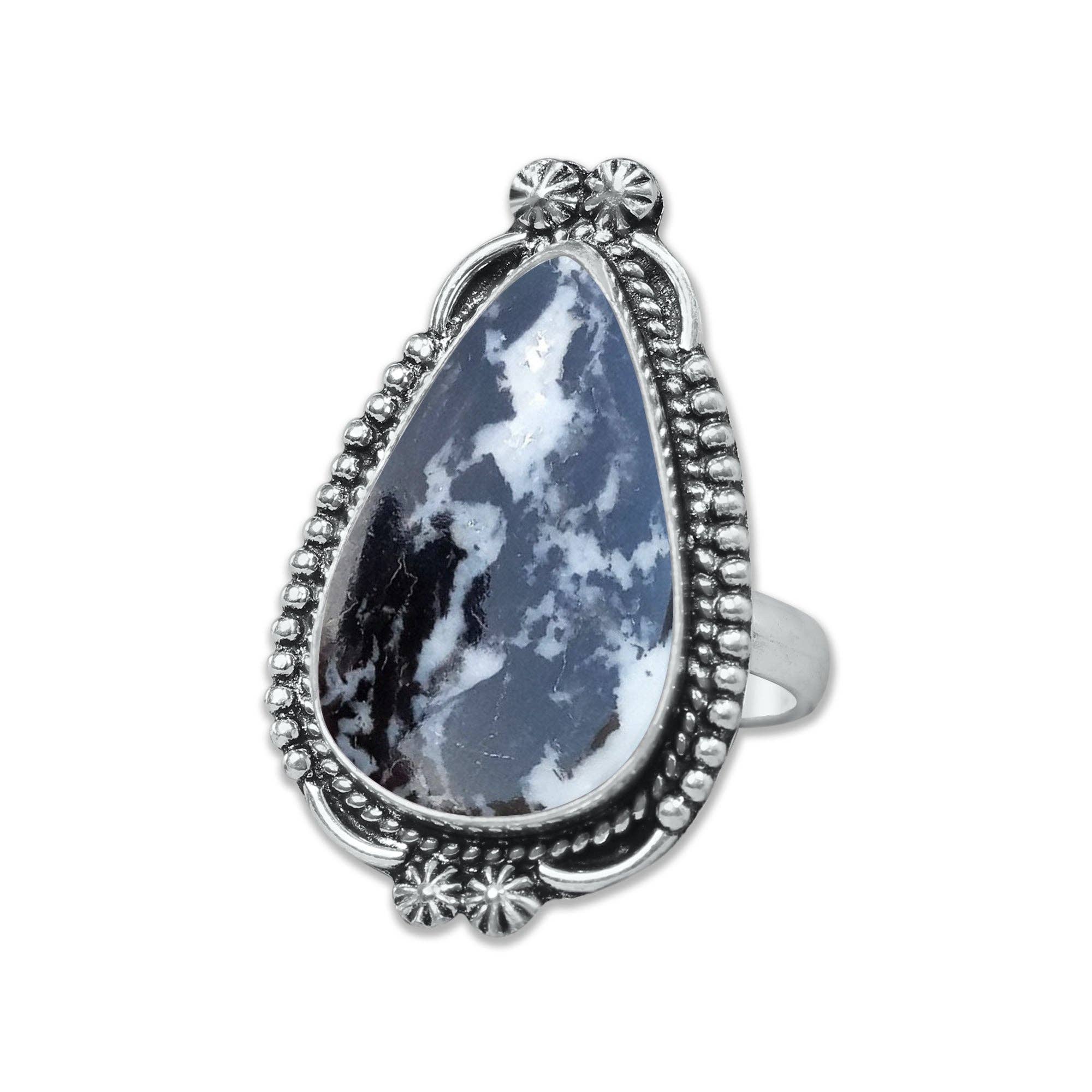 Buffalo Turquoise Rings – Handmade, Silver-Plated, Boho Style: 10 Rings