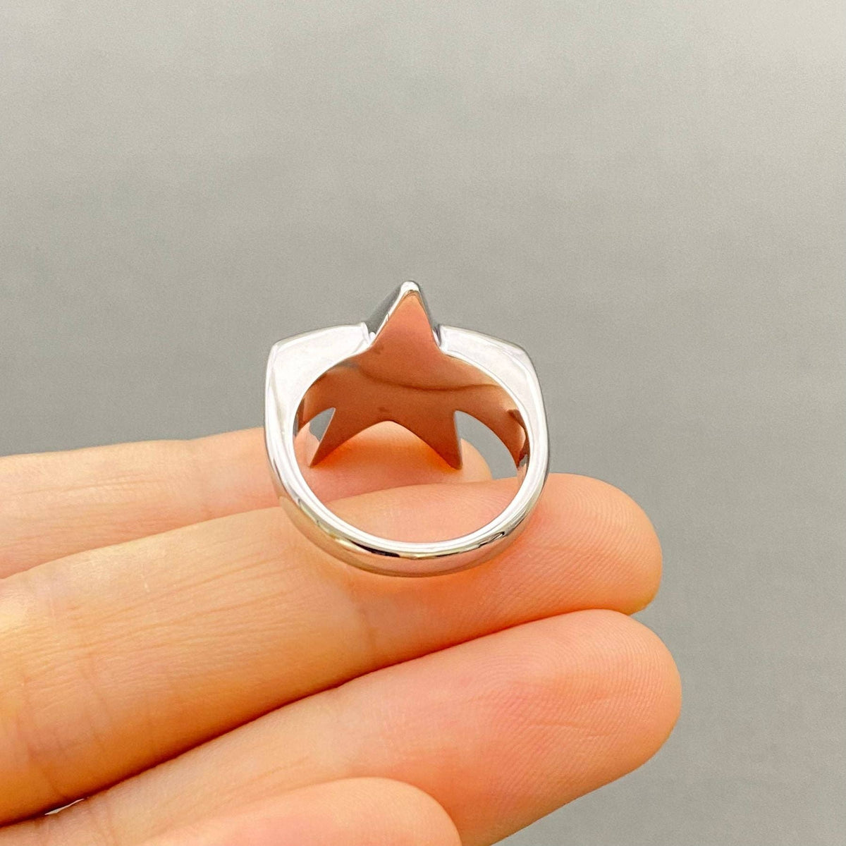 BLESSING Star 18K Gold Plated Stainless Steel Ring - FGS/MS: Steel color / 8