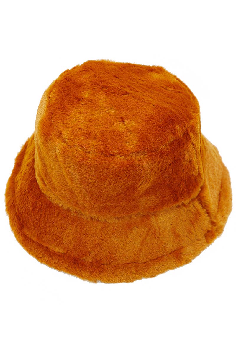 Cap Zone - Oversized Fluffy Faux Fur Bucket Hat