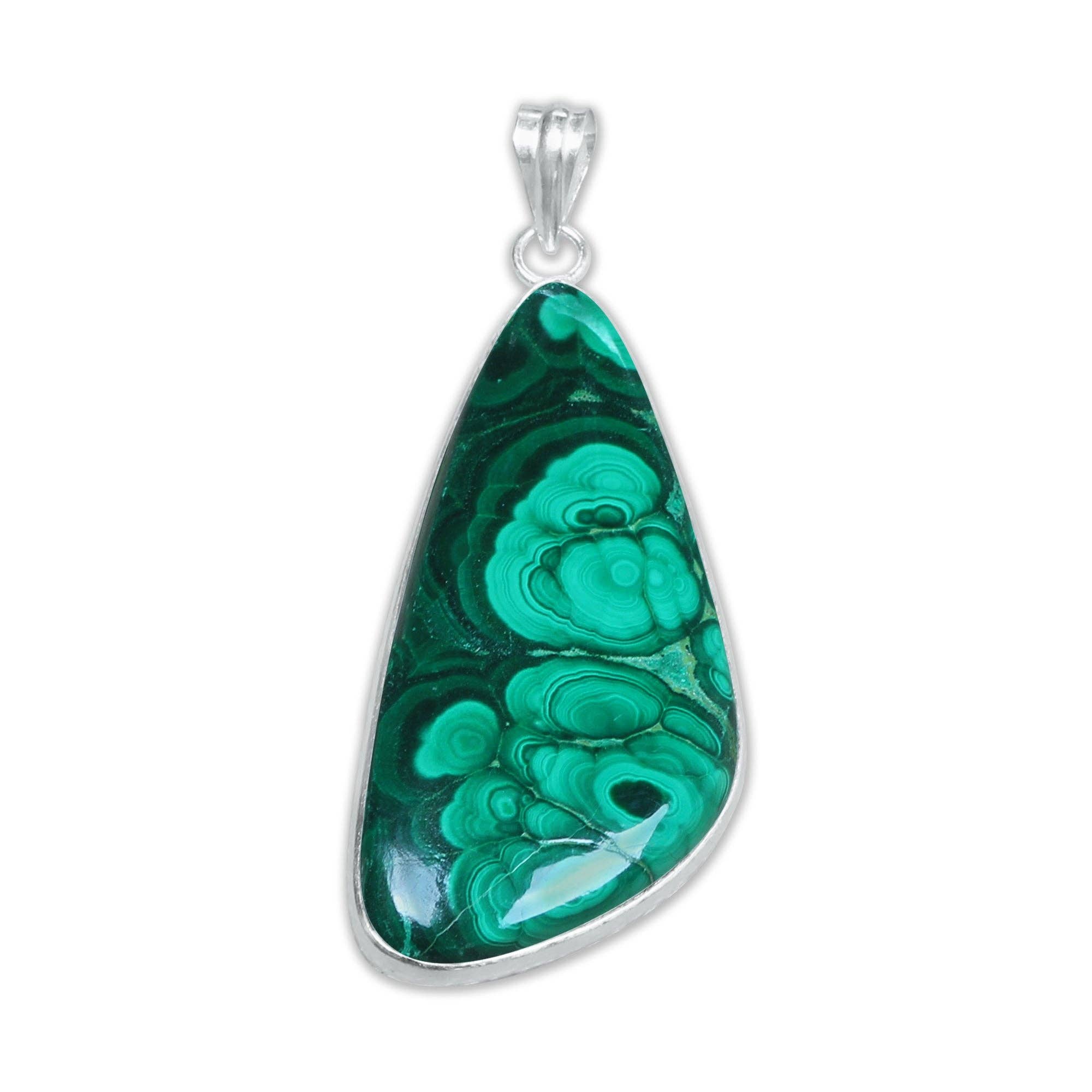 Malachite Minimalist Pendants – Silver-Plated, Handmade, Rich Green | Wholesale: 5 Pendants