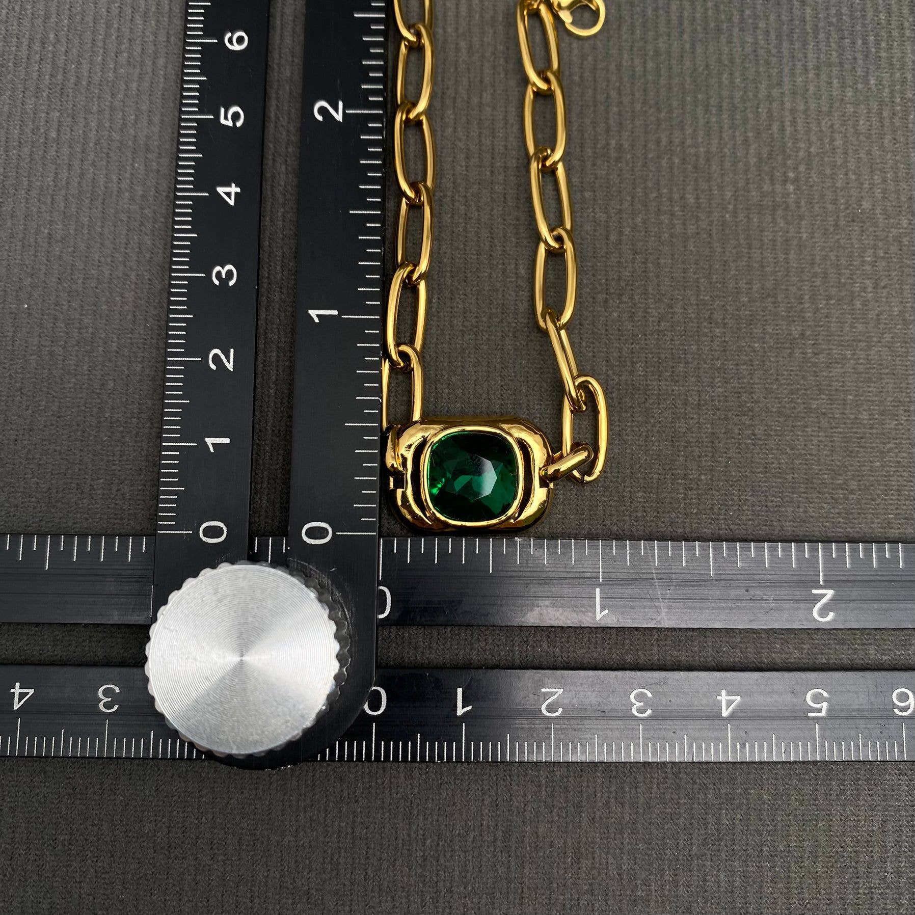 Green Zircon Charm 18K Gold Plated S.Steel Bracelet - FGS