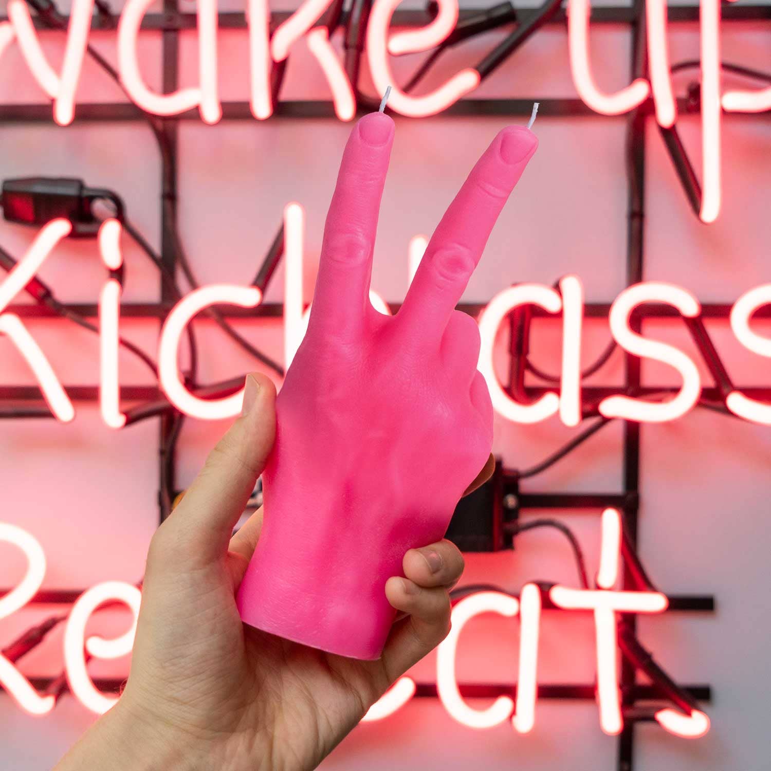 Original CandleHand "Peace" Candle - Lifesize & Full Detail: Pink