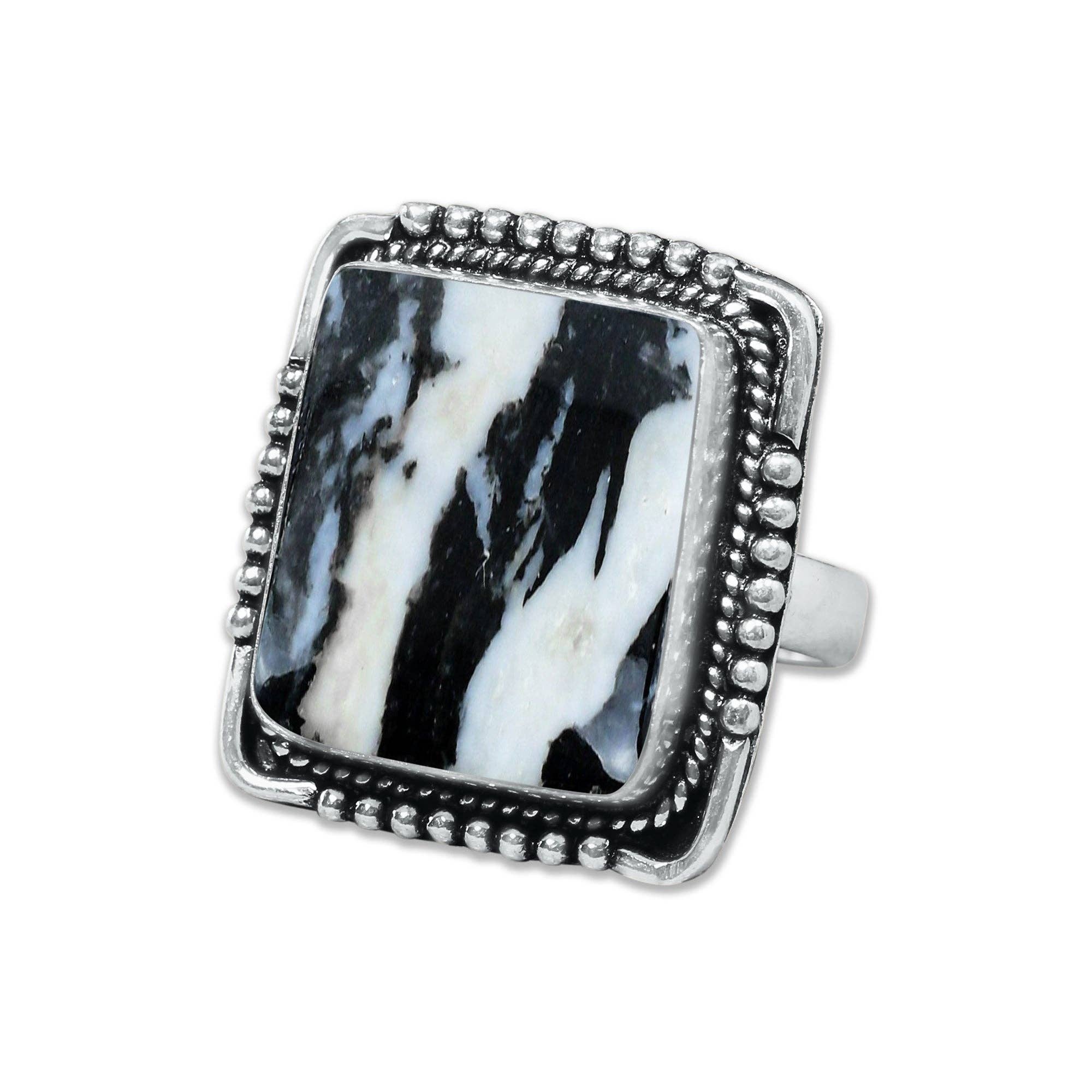 Buffalo Turquoise Rings – Handmade, Silver-Plated, Boho Style: 10 Rings
